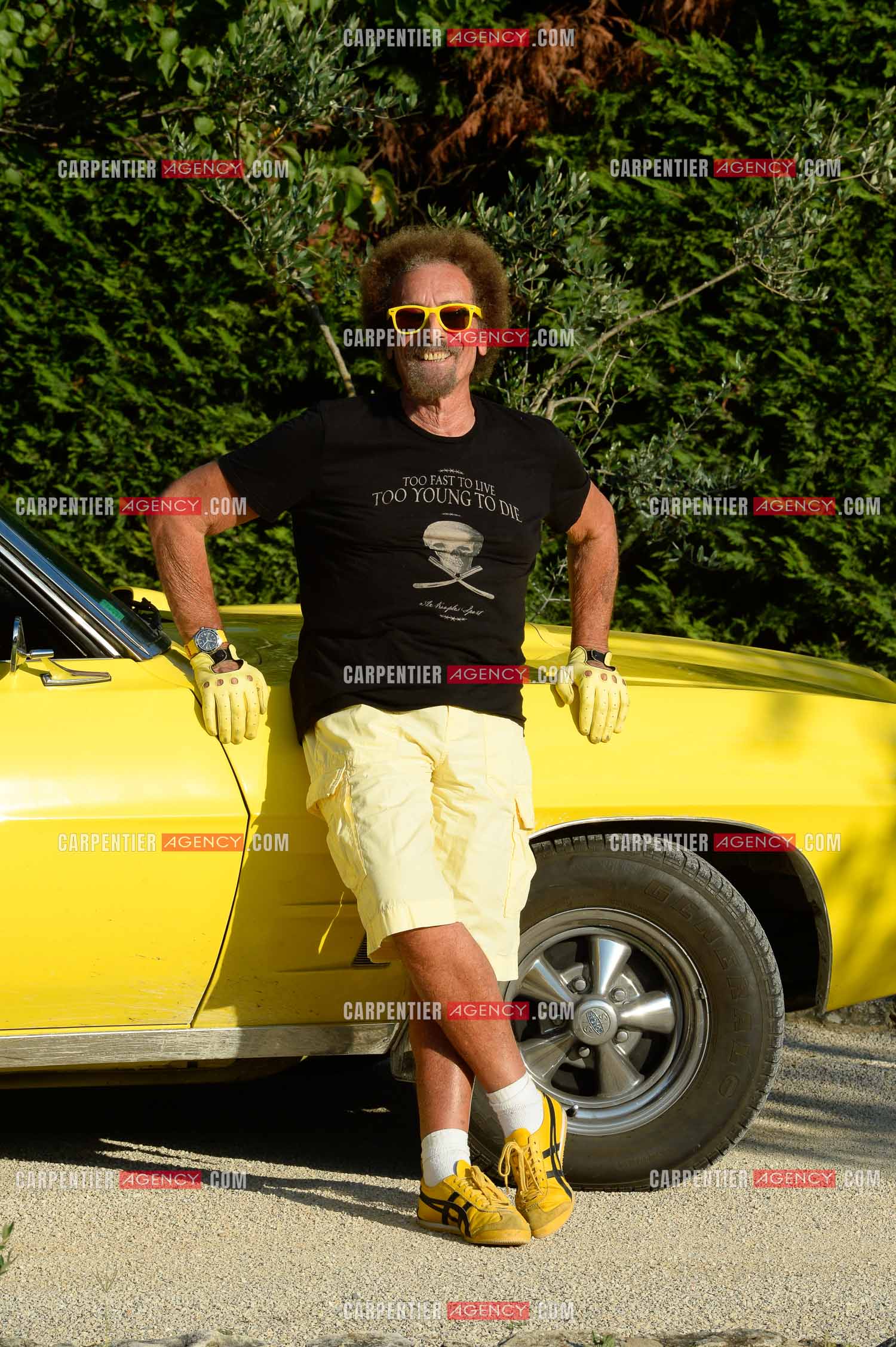 Jean Schultheis et sa passion des voitures. Ici, avec sa Mustang a Cavaillon le 12 Aout 2014.  ( Exclusif )