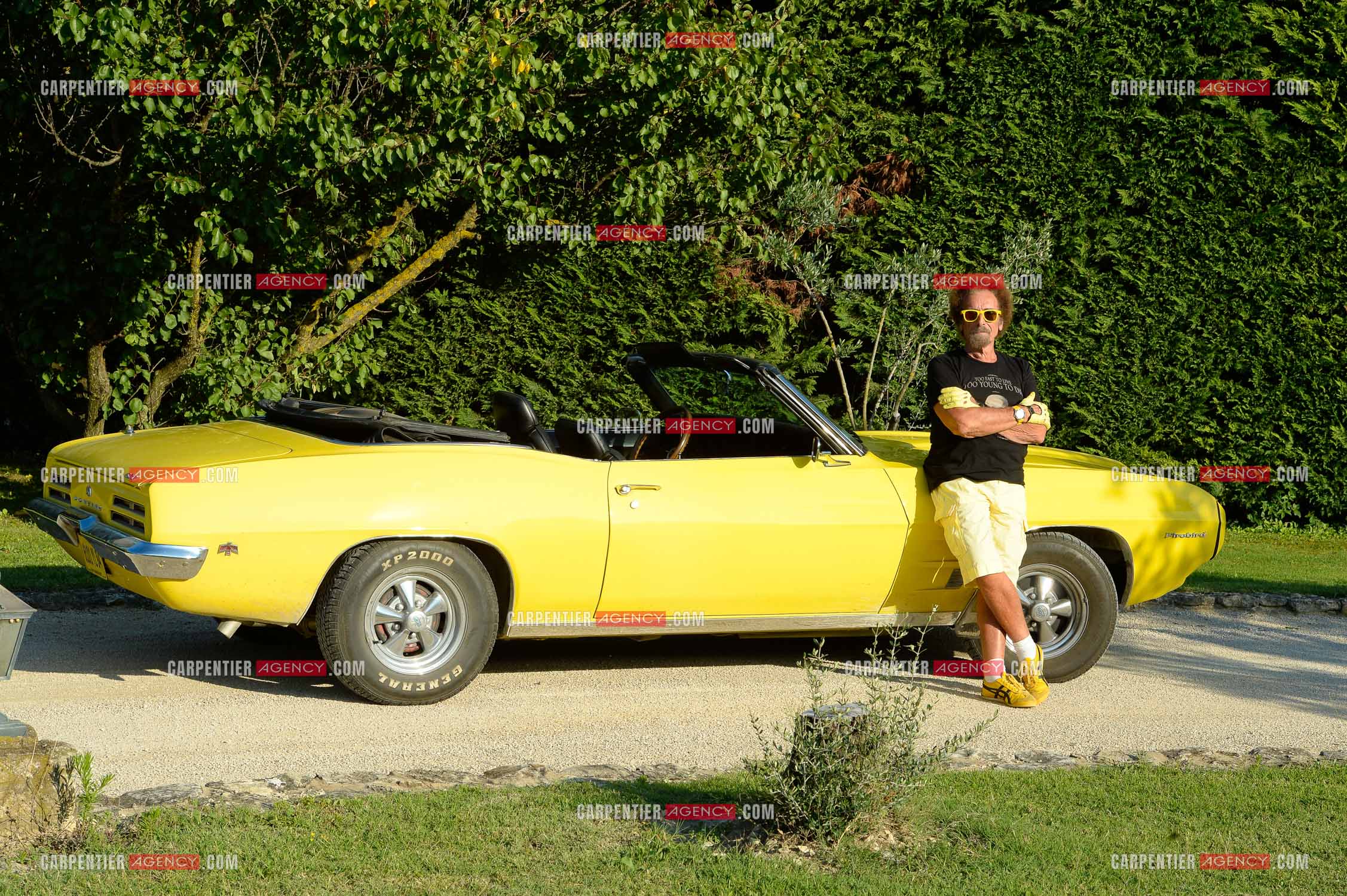 Jean Schultheis et sa passion des voitures. Ici, avec sa Mustang a Cavaillon le 12 Aout 2014.  ( Exclusif )