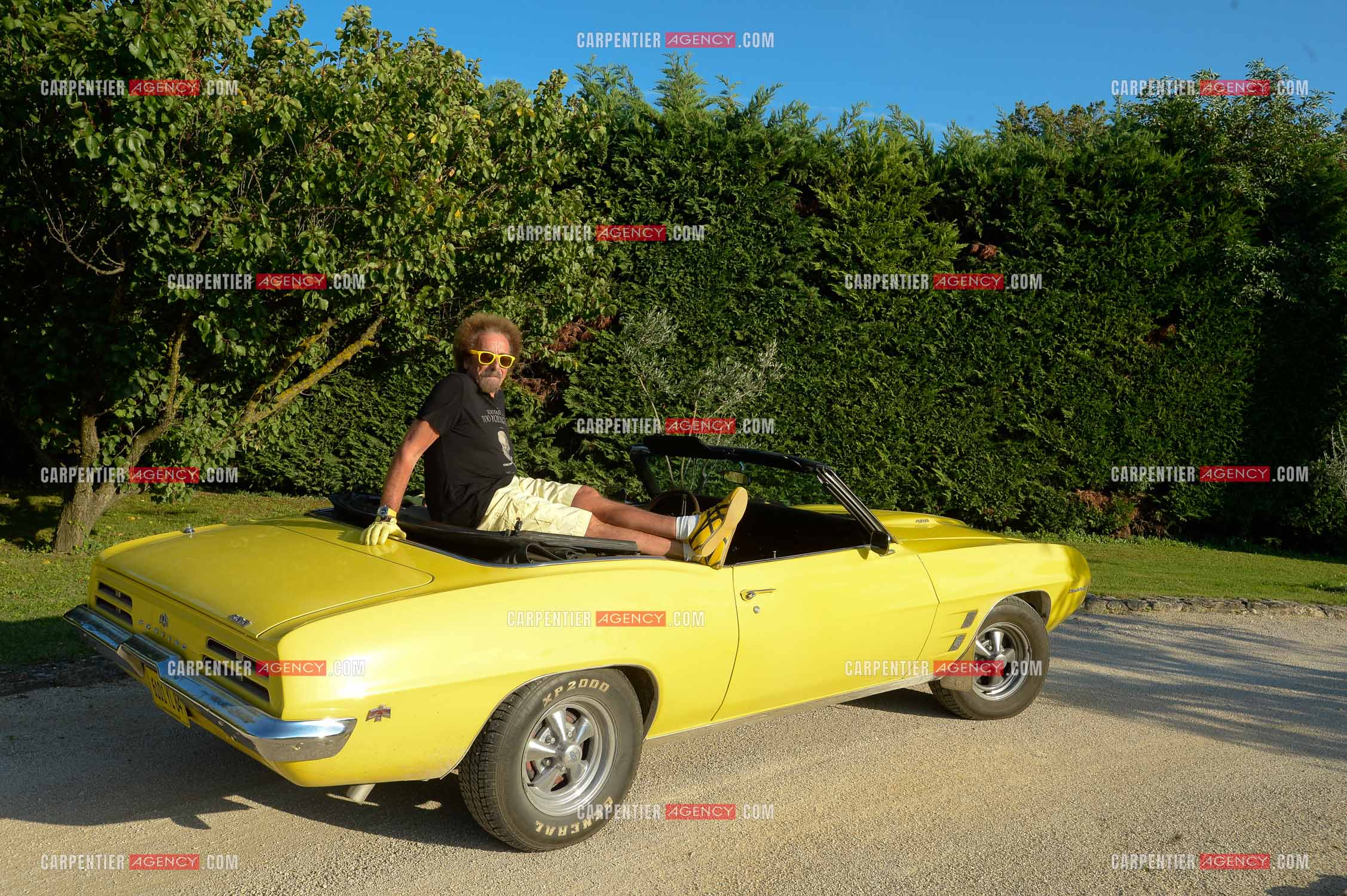 Jean Schultheis et sa passion des voitures. Ici, avec sa Mustang a Cavaillon le 12 Aout 2014.  ( Exclusif )