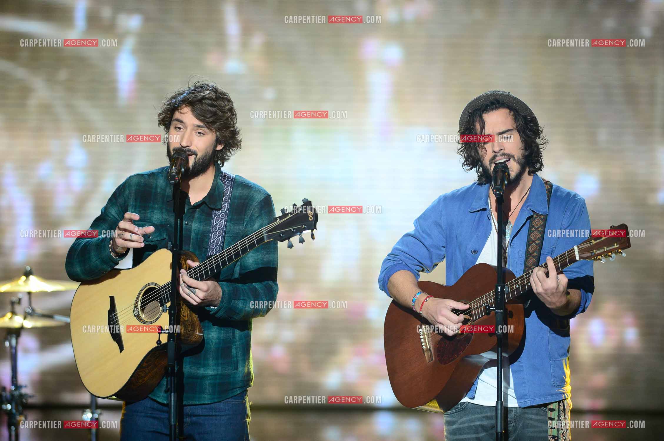 Les Fréro Delavega lors de l'émission The Voice.  ( Exclusif )