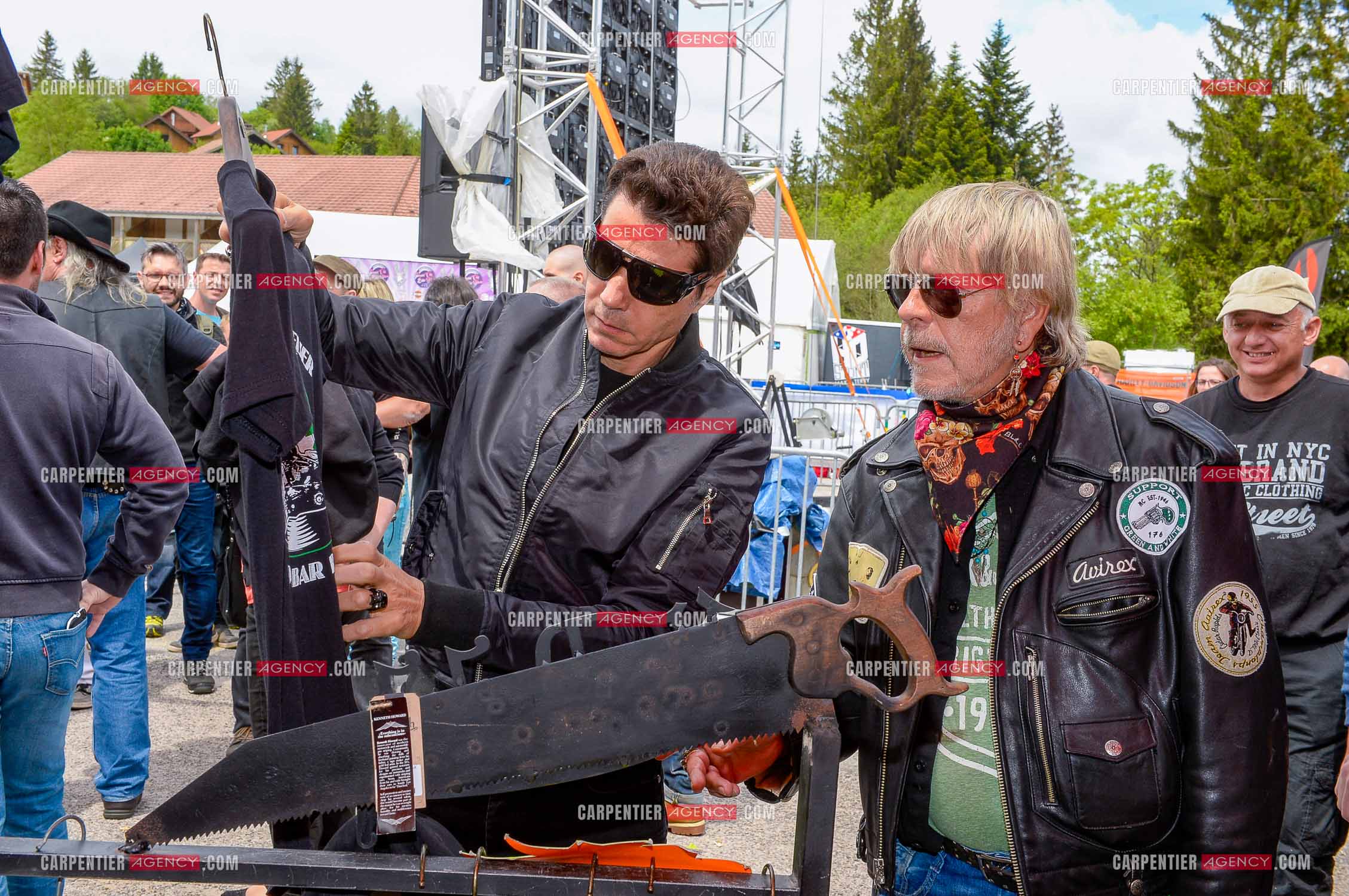 Le chanteur Renaud et son ami Jean-Luc Lahaye présent au festival Motordays à Gérardmer en 2016. (Exclusif )