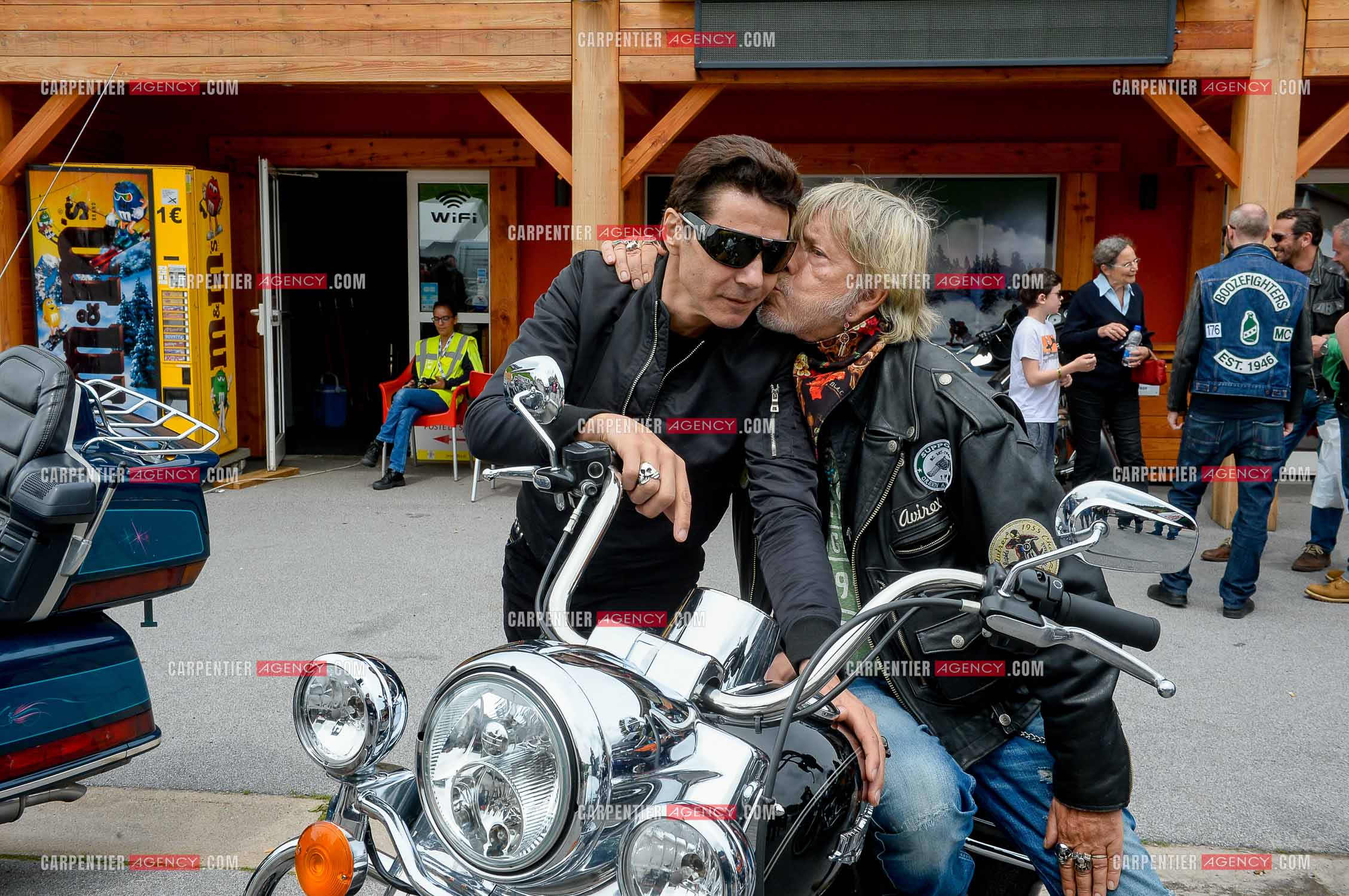 Le chanteur Renaud et son ami Jean-Luc Lahaye présent au festival Motordays à Gérardmer en 2016. (Exclusif )