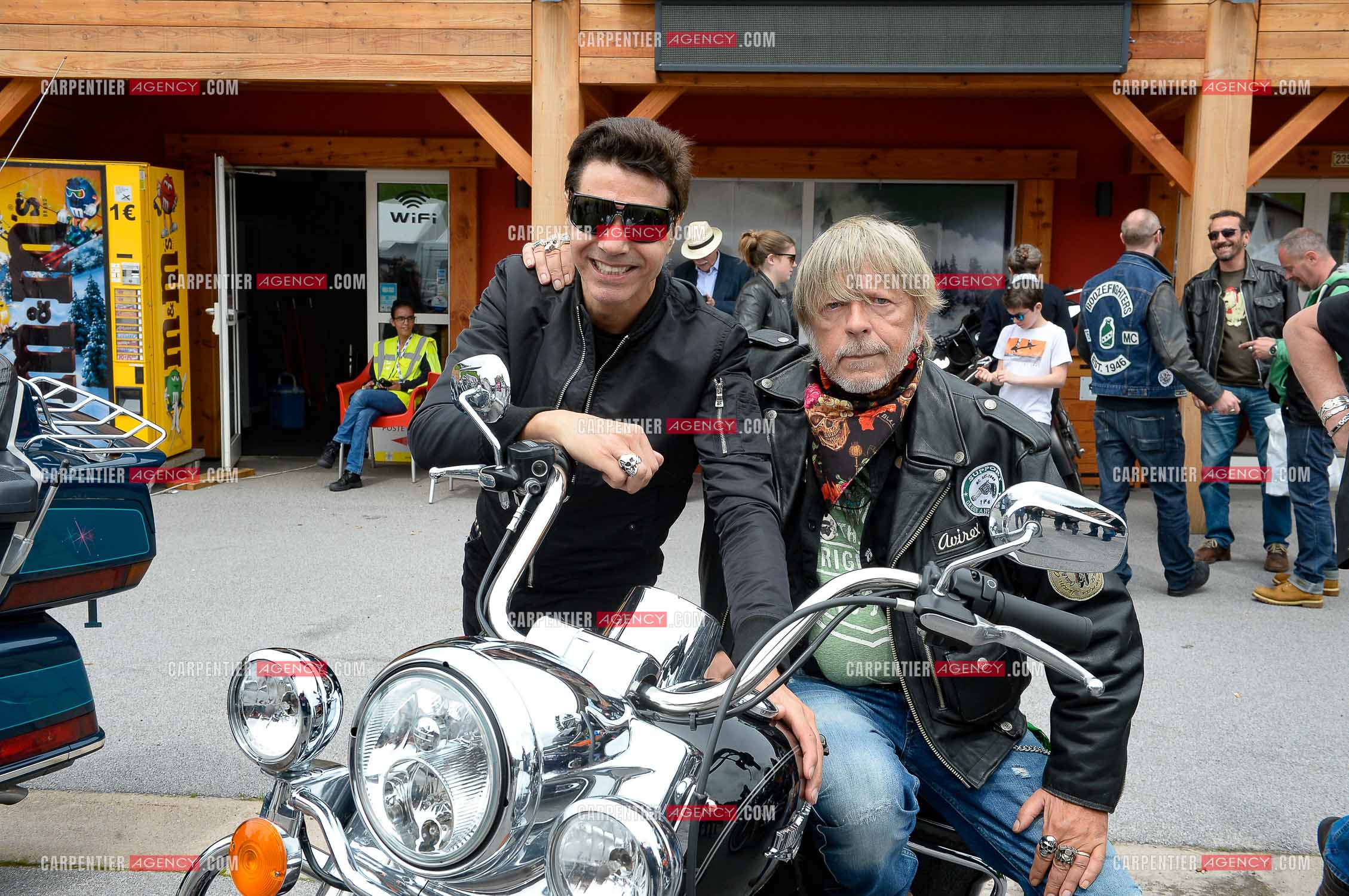 Renaud et son ami Jean-Luc Lahaye présent au festival Motordays à Gérardmer en 2016.     ( Exclusif )