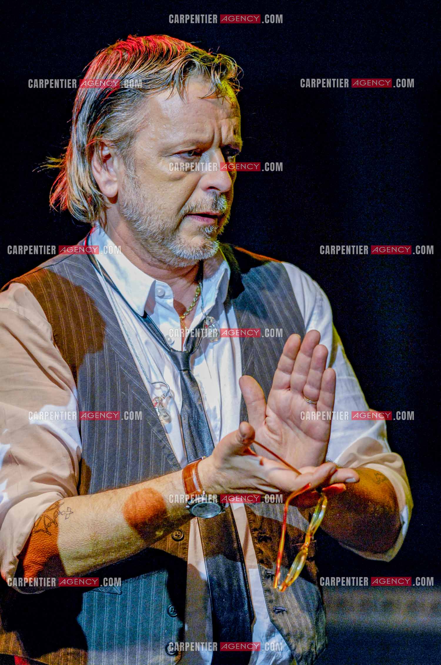 Le chanteur Renaud lors d'un concert de soutien au Zénith de Paris au profit de la libération d'Ingrid Betancourt.