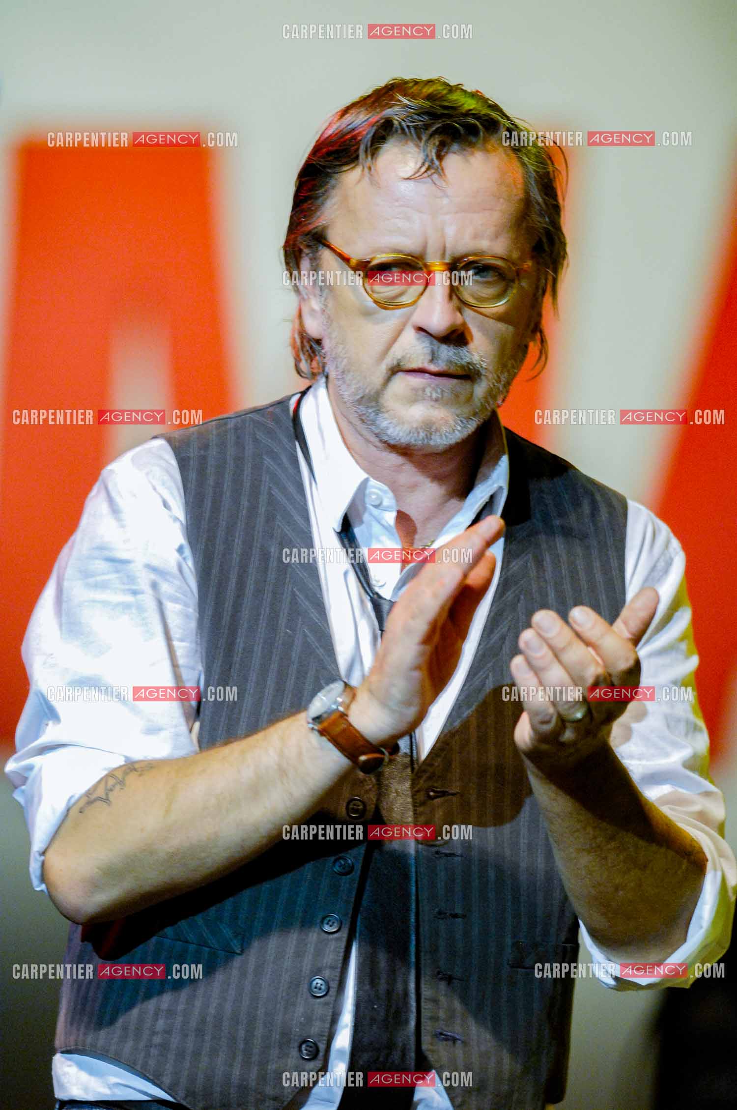 Le chanteur Renaud lors d'un concert de soutien au Zénith de Paris au profit de la libération d'Ingrid Betancourt.