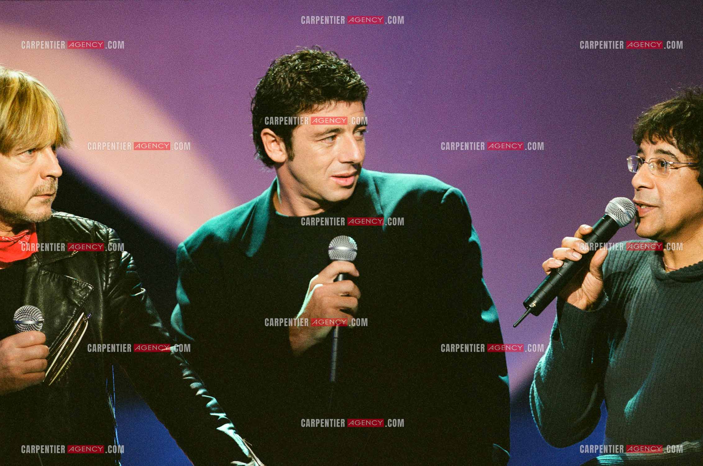 Le chanteur Renaud Séchan invité de l'émission spéciale “ELA“ assosiation parainée par le footbaleur Zinédine Zidane. Renaud, Patrick Bruel et Laurent Voulzy.  ( Exclusif )