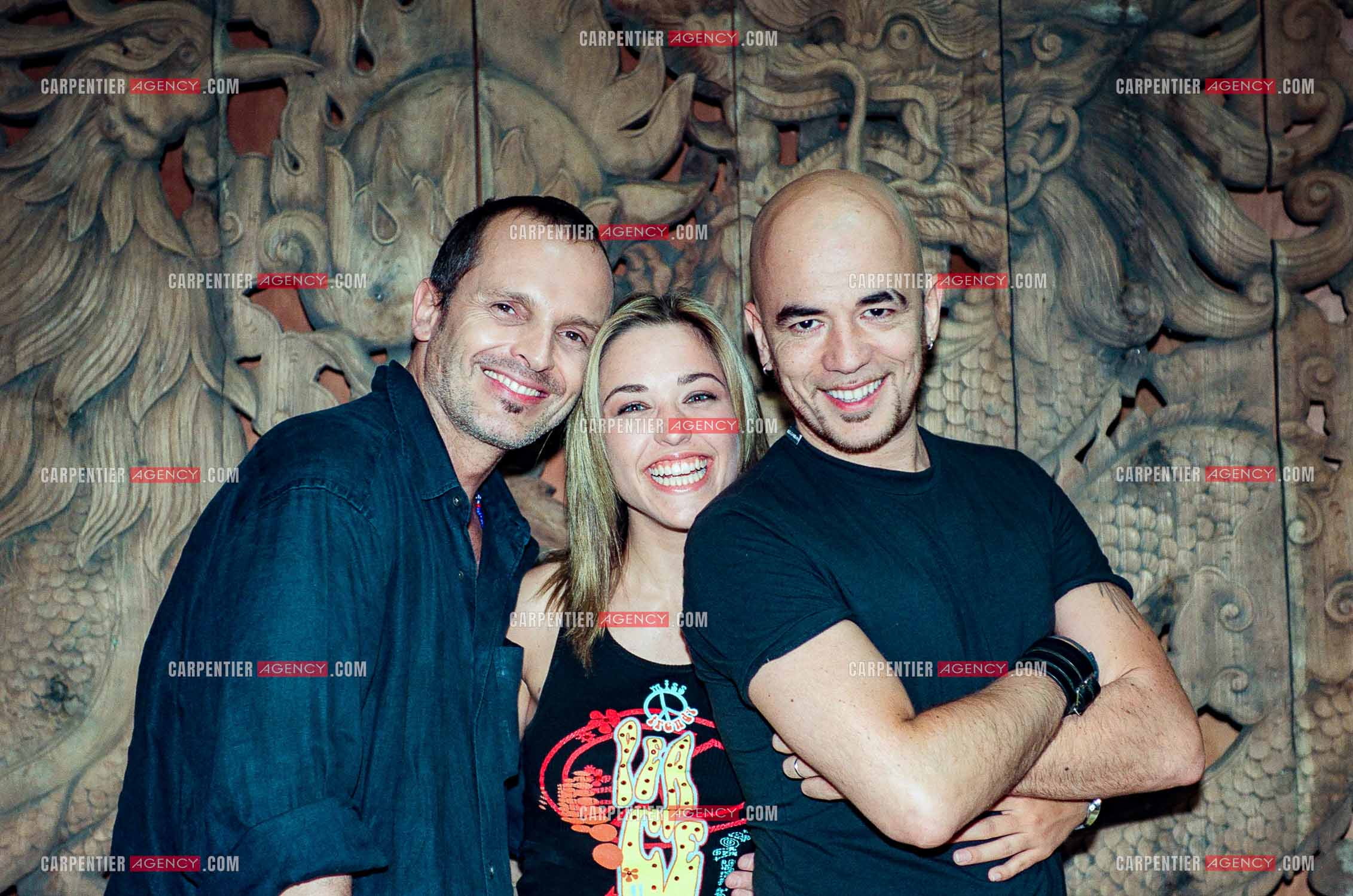 La chanteuse Natasha St-Pier et Miguel Bosé dans le studio d'enregistrement de Pascal Obispo à Suresnes.    ( Exclusif )