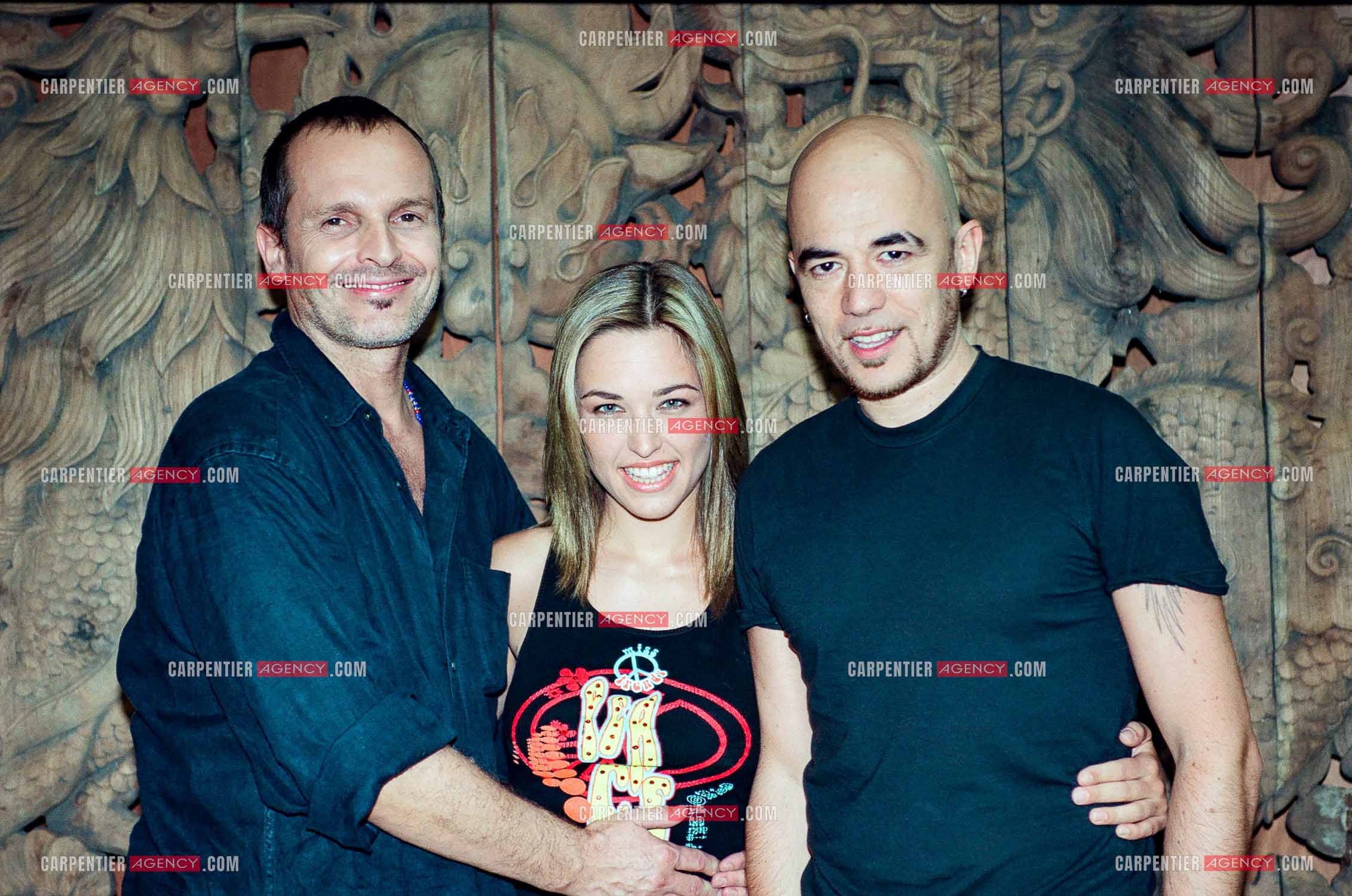 La chanteuse Natasha St-Pier et Miguel Bosé dans le studio d'enregistrement de Pascal Obispo à Suresnes.    ( Exclusif )