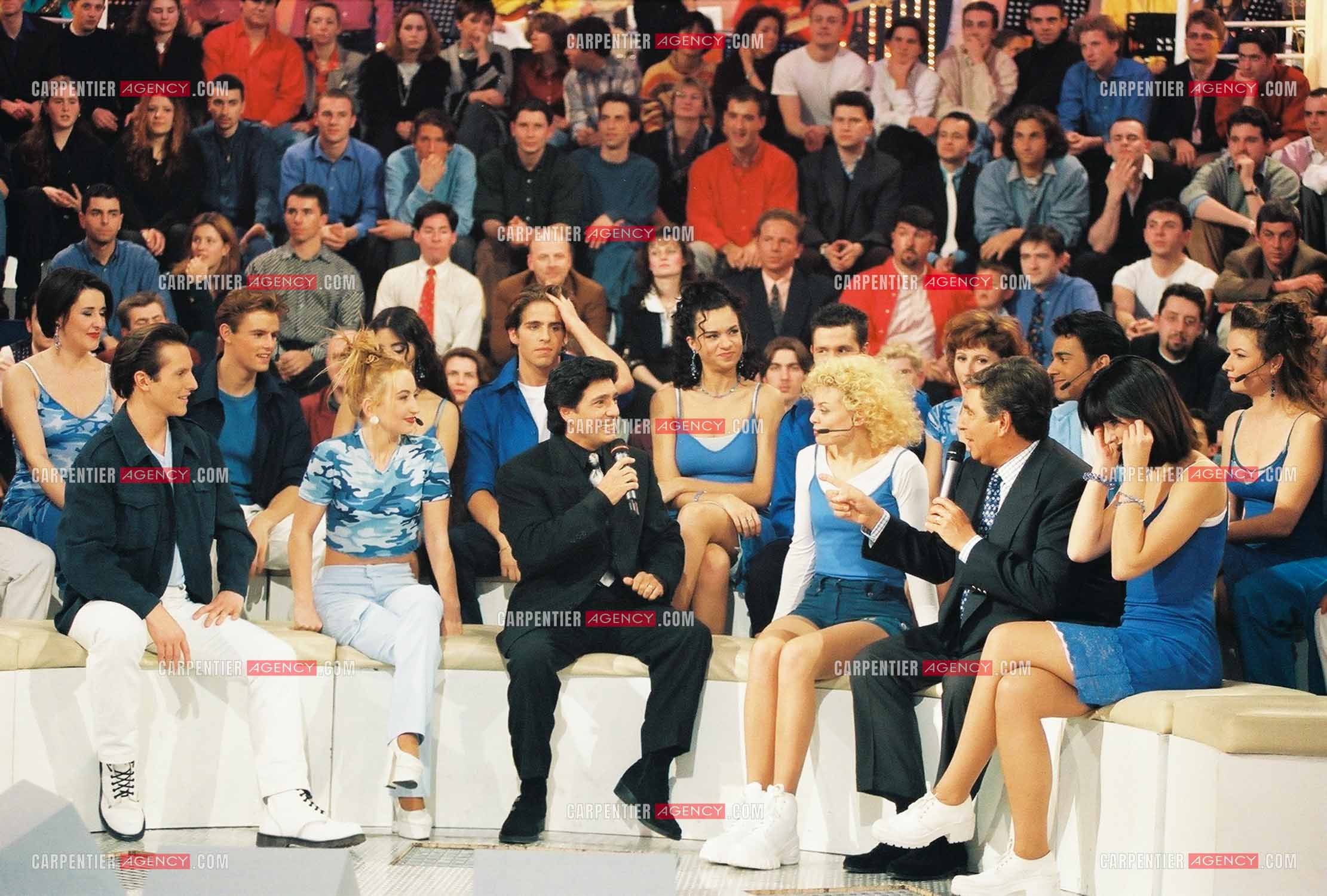 Le chanteur Frédéric François lors de l'enregistrement de l'émission “Les Années Tubes“ présentée par l'animateur Jean-Pierre Foucault.  ( Exclusif )