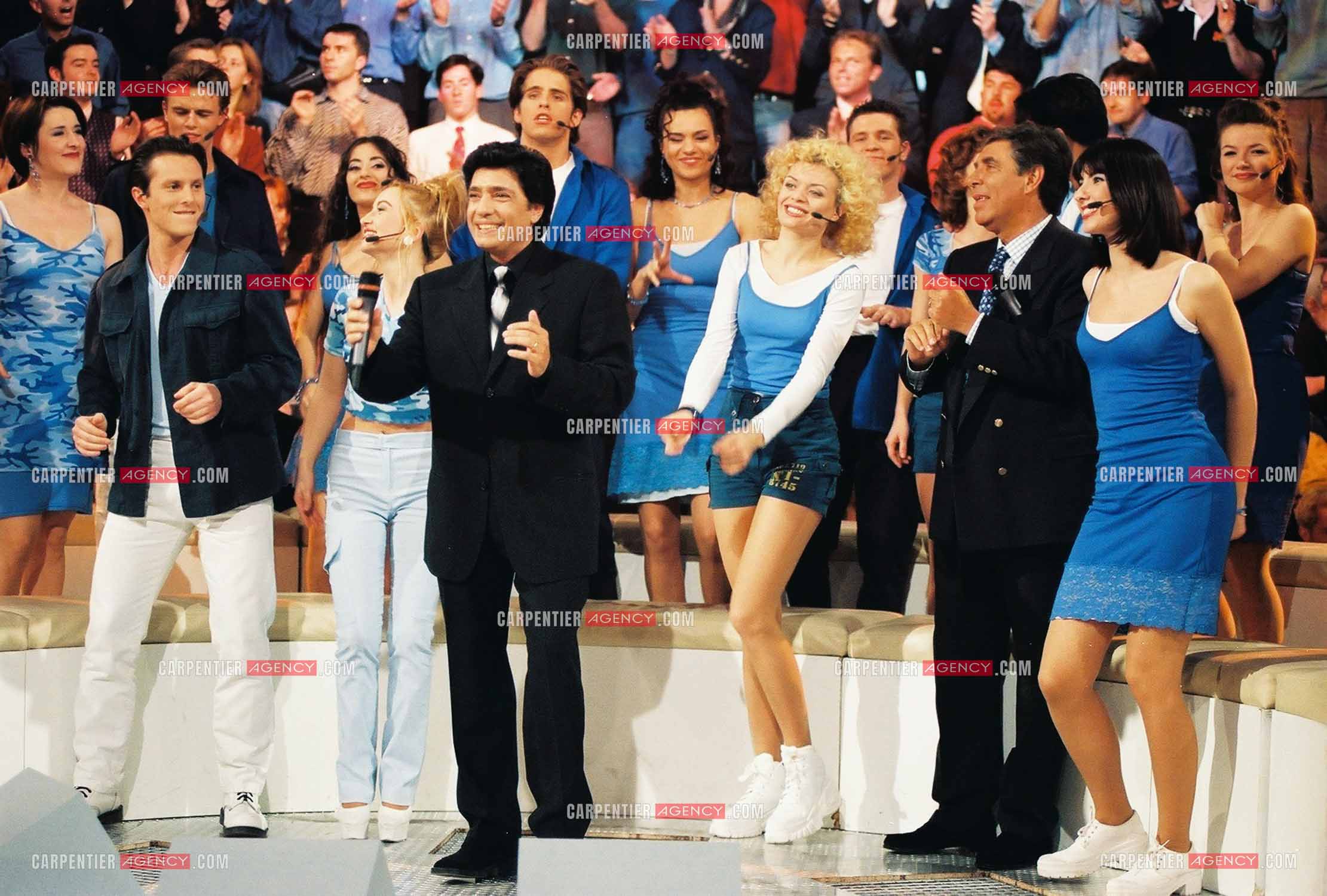 Le chanteur Frédéric François lors de l'enregistrement de l'émission “Les Années Tubes“ présentée par l'animateur Jean-Pierre Foucault.  ( Exclusif )