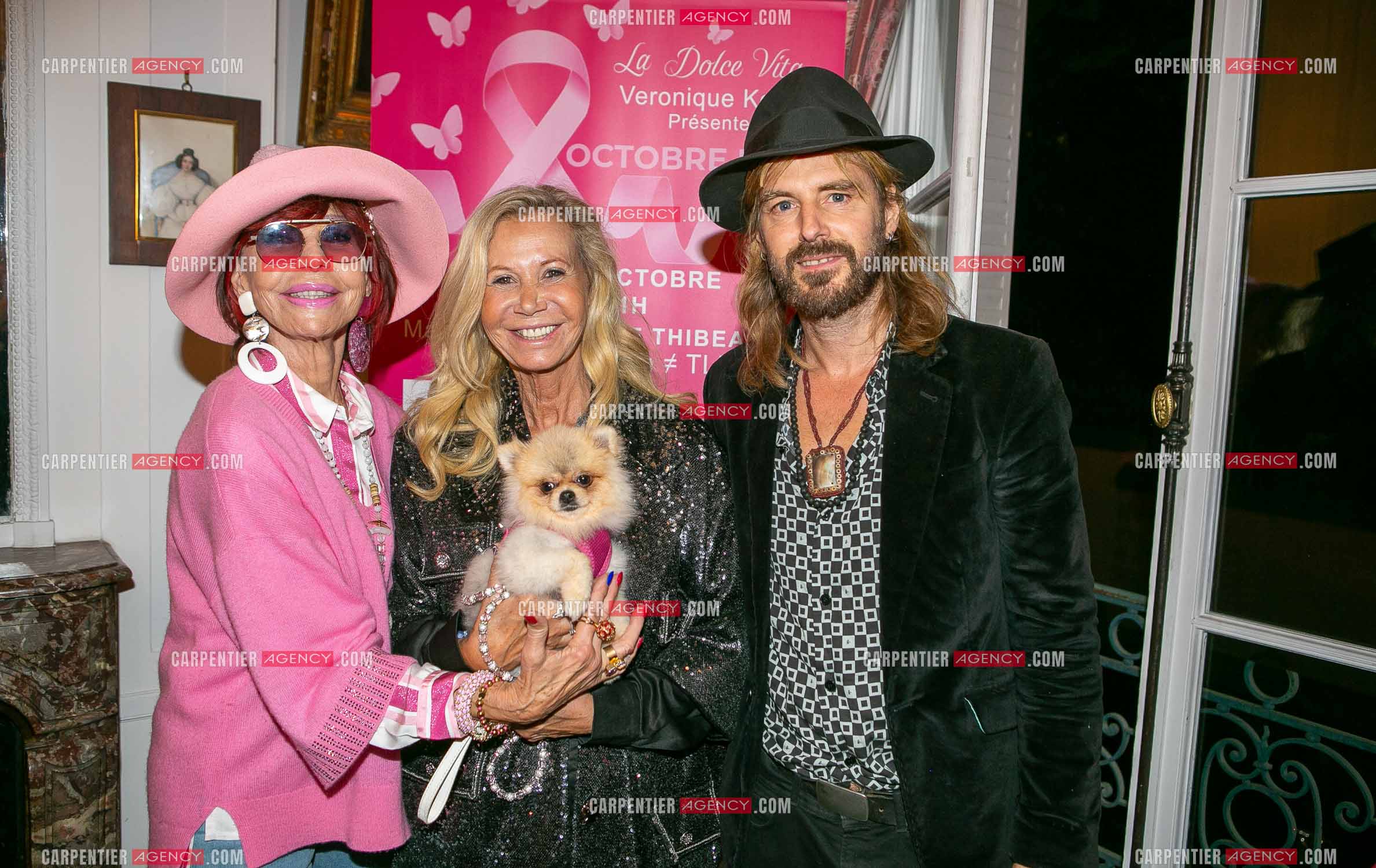 Soirée "Octobre Rose" à l'Hôtel Kergorlay Langsdorff au profit de l'association "Tout le monde contre le cancer" à Paris le 14 octobre 2024. Any d'Avray, Fiona Gélin et son compagnon Richard Bauduin.