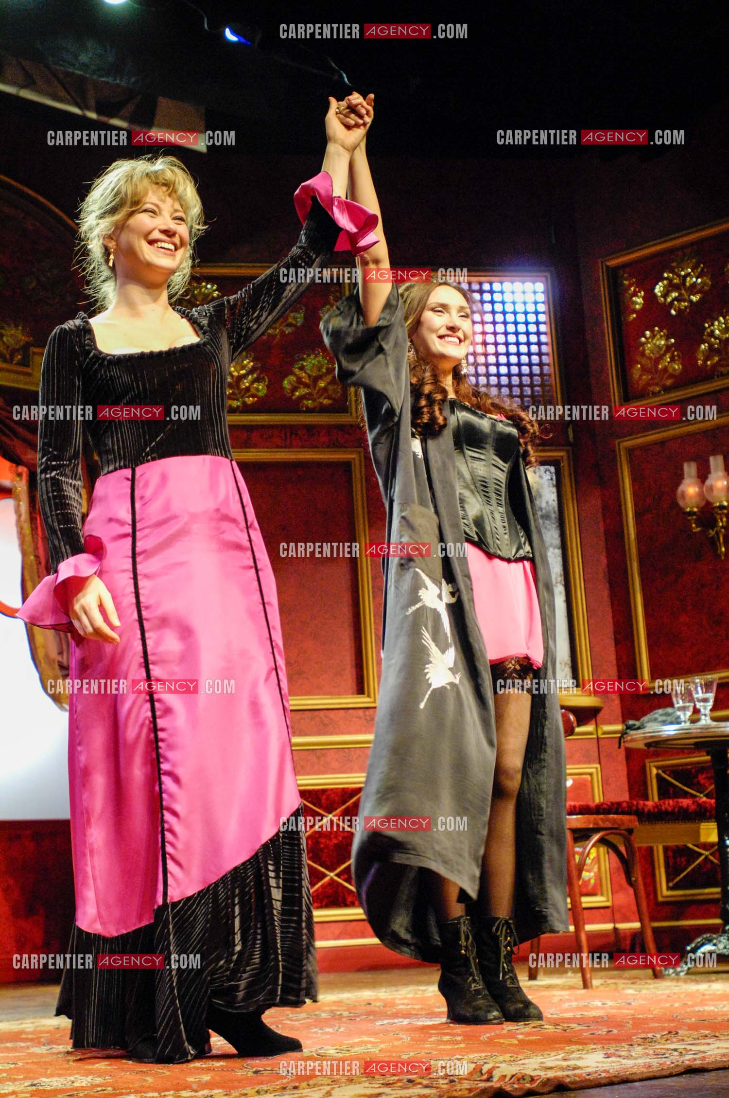 Filage de la pièce “ Les Demoiselles D'Avignon “ de Jaime Salom et les artistes, Catherine Allégret, Christelle Reboul, Laura Presgurvic, Félicien Juttner, Cécile Luciani, Serena Reinaldi et Cécile Bois au théâtre Rive Gauche à Paris.  ( Exclusif )