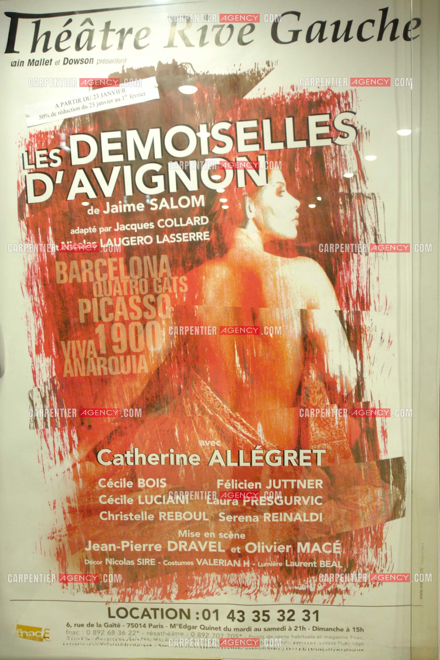 L'affiche de la pièce “ Les Demoiselles D'Avignon “ de Jaime Salom au théâtre Rive Gauche à Paris.   ( Exclusif )