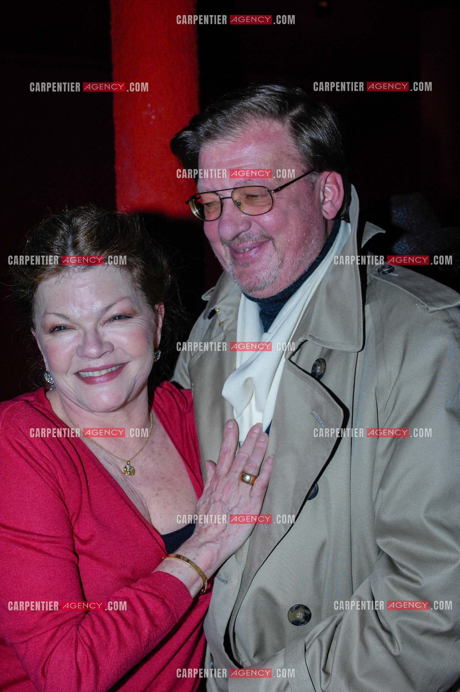 Générale de la pièce “ Les Demoiselles D'Avignon “ de Jaime Salom au théâtre Rive Gauche à Paris le 06 Février 2008. Dans les loges, l'actrice Catherine Allégret et son mari Maurice Vaudaux.   ( Exclusif )