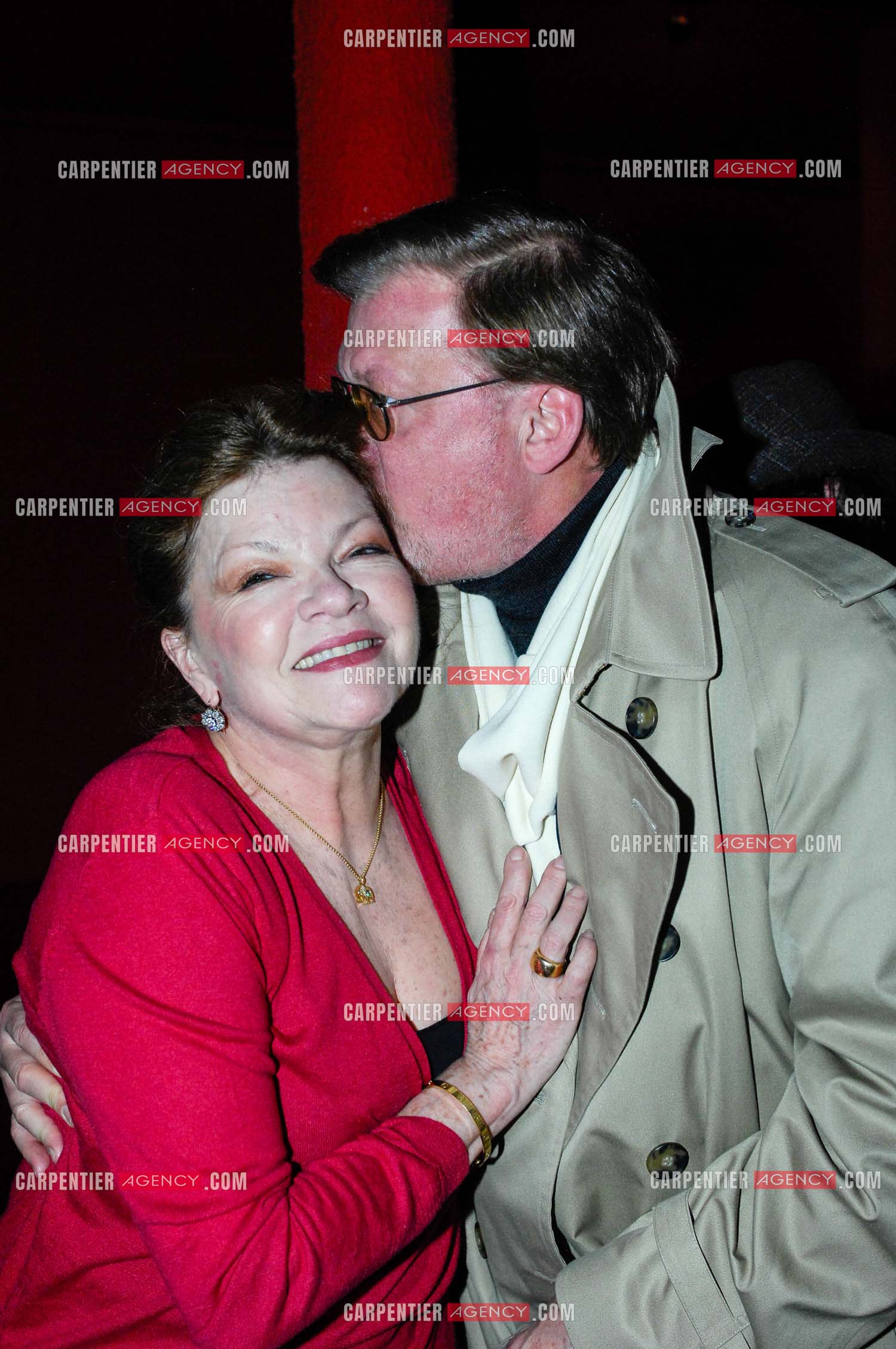 Générale de la pièce “ Les Demoiselles D'Avignon “ de Jaime Salom au théâtre Rive Gauche à Paris le 06 Février 2008. Dans les loges, l'actrice Catherine Allégret et son mari Maurice Vaudaux.   ( Exclusif )