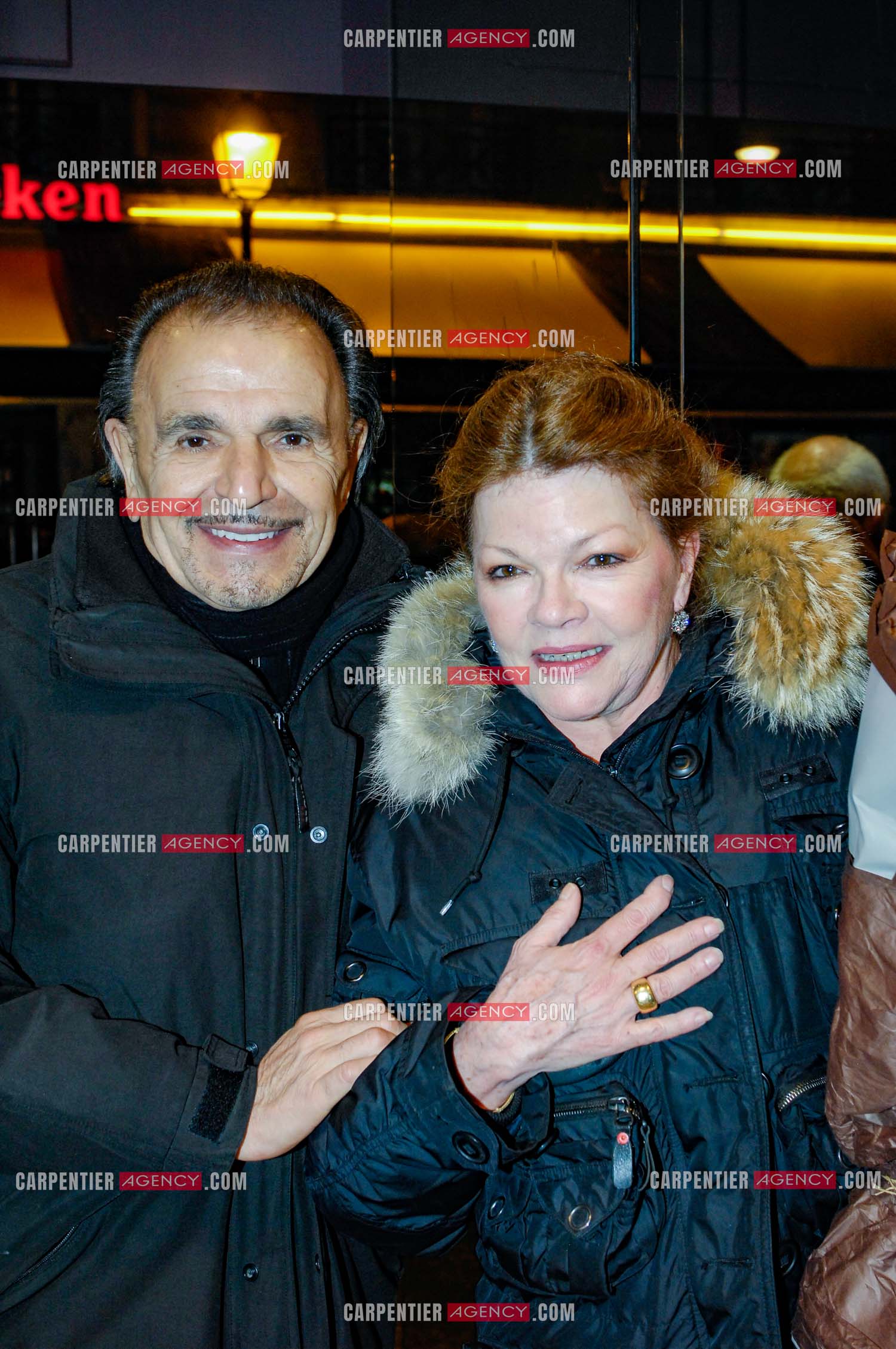 Générale de la pièce “ Les Demoiselles D'Avignon “ de Jaime Salom au théâtre Rive Gauche à Paris le 06 Février 2008. Dans les loges, l'actrice    Catherine Allégret et l'acteur Jean-Pierre Kalfon. ( Exclusif )