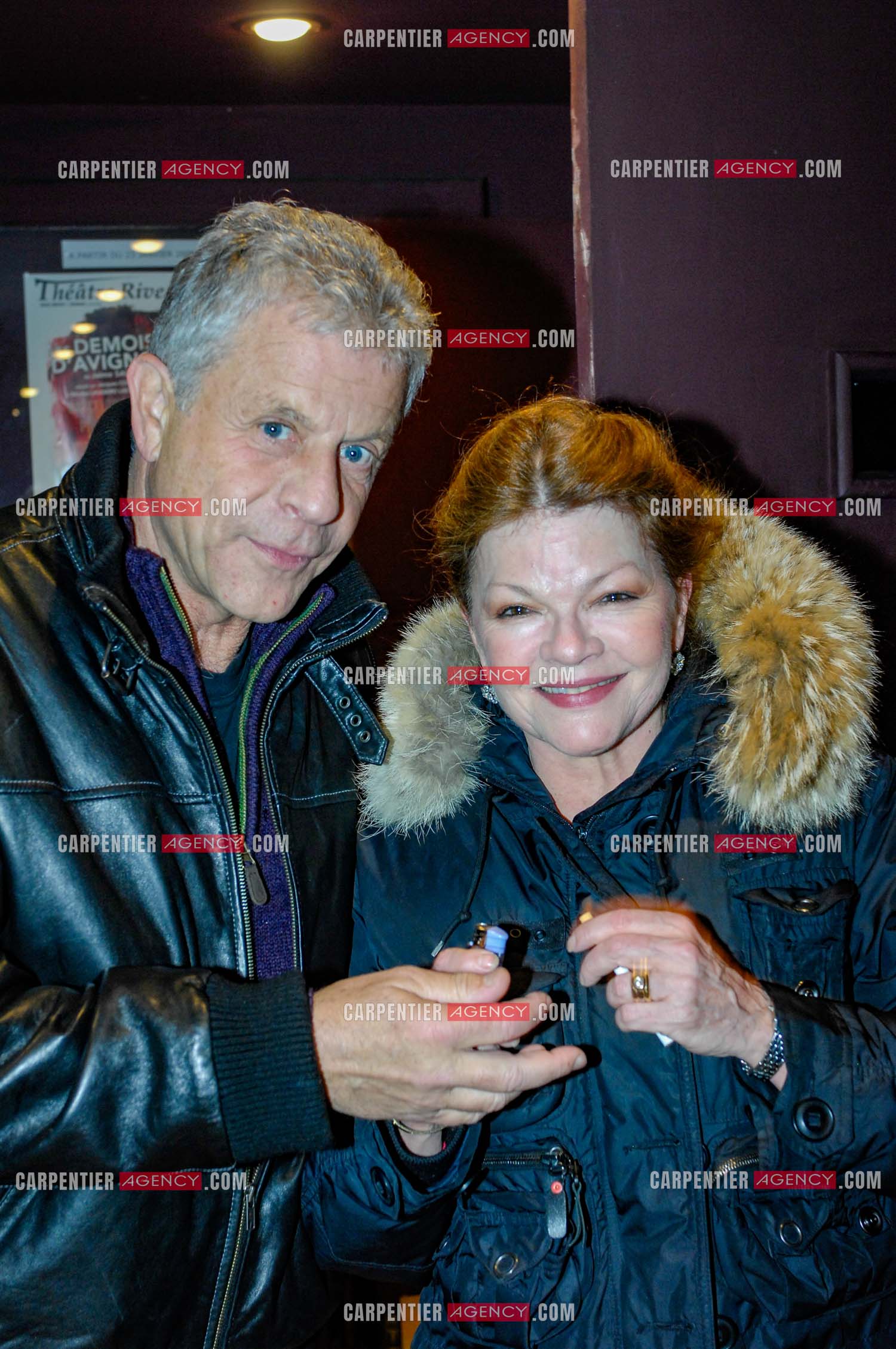 Générale de la pièce “ Les Demoiselles D'Avignon “ de Jaime Salom au théâtre Rive Gauche à Paris le 06 Février 2008. Dans les loges, l'actrice Catherine Allégret et l'acteur Georges Beller.   ( Exclusif )