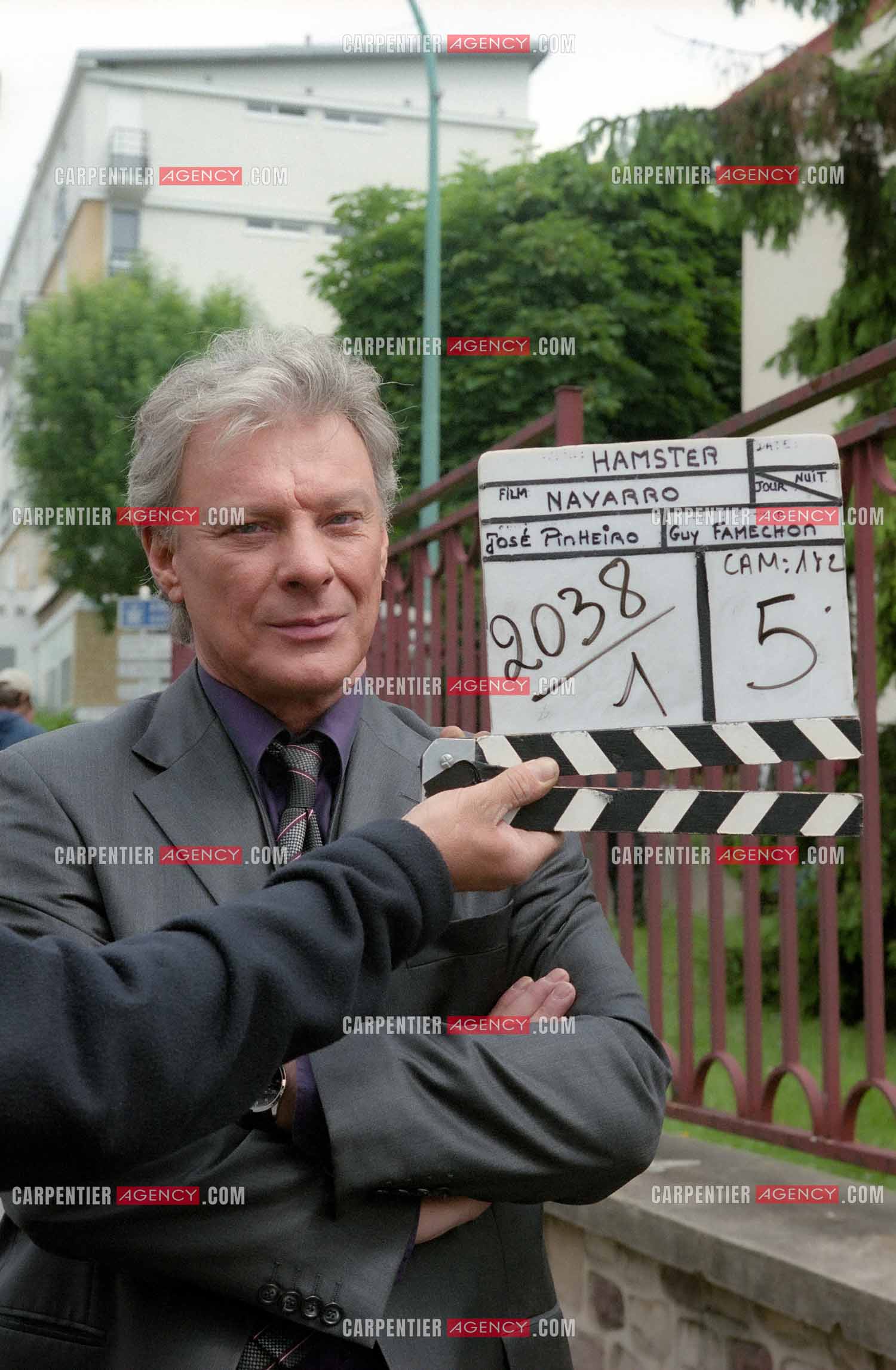 Le chanteur Herbert Léonard lors du tournage d'un épisode de la série Navarro “La mort un dimanche“ en 2006.     ( Exclusif )