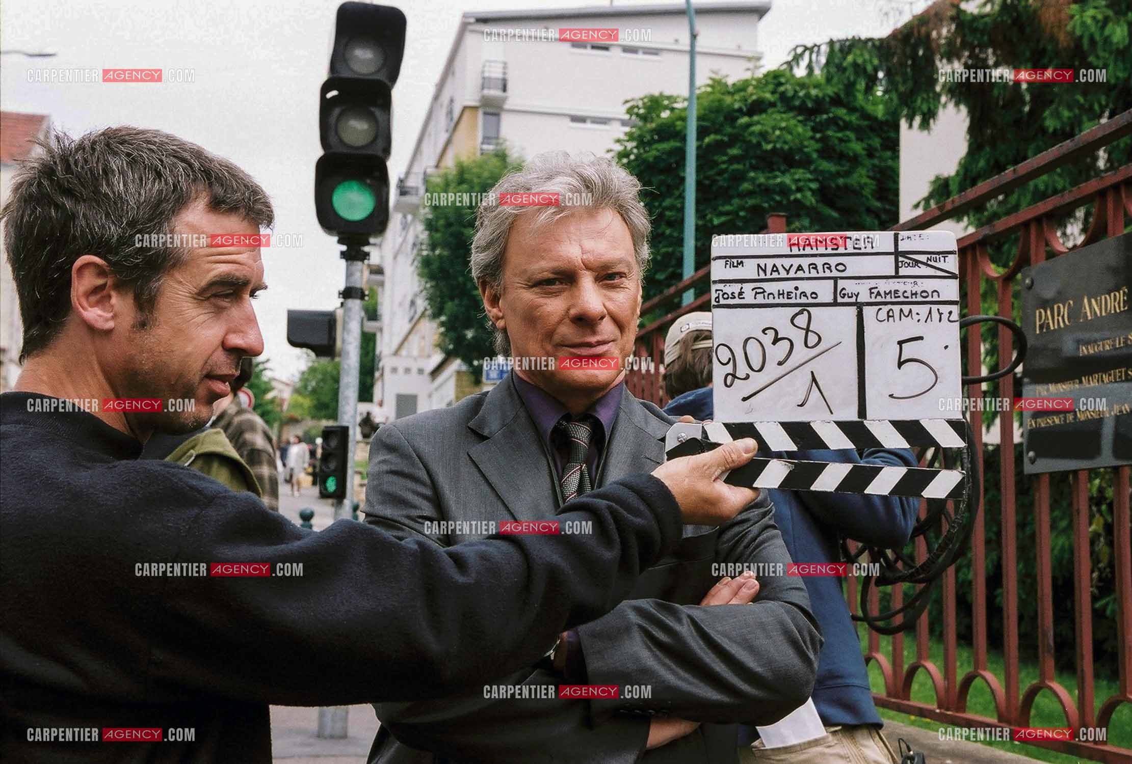 Le chanteur Herbert Léonard lors du tournage d'un épisode de la série Navarro “La mort un dimanche“ en 2006.    ( Exclusif )