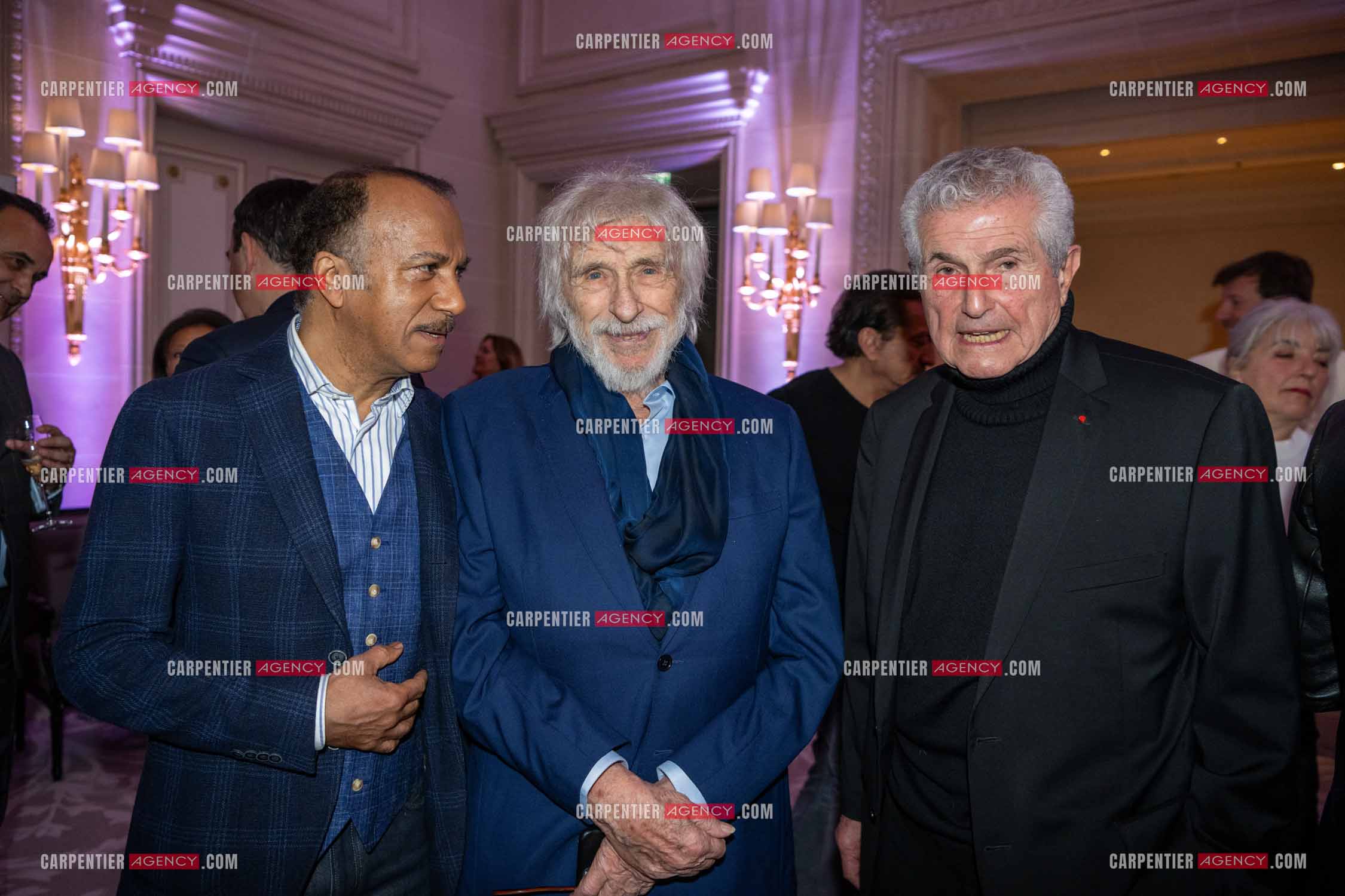 Soirée de Gala des Stéthos d'Or 2024 à l'Hôtel George V à Paris le 18 Mars 2024. Pascal Légitimus, Pierre Richard et Claude Lelouch.