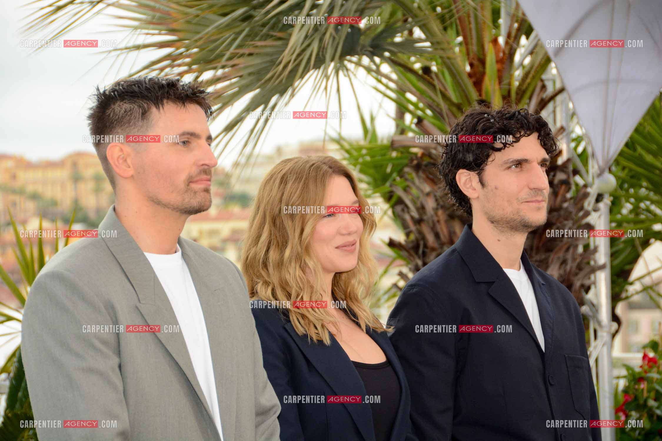 Ouverture du  77ème Festival de Cannes du 14 au 25 mai 2024. Raphael Quenard, Léa Seydoux et Louis Garrel au photocall.