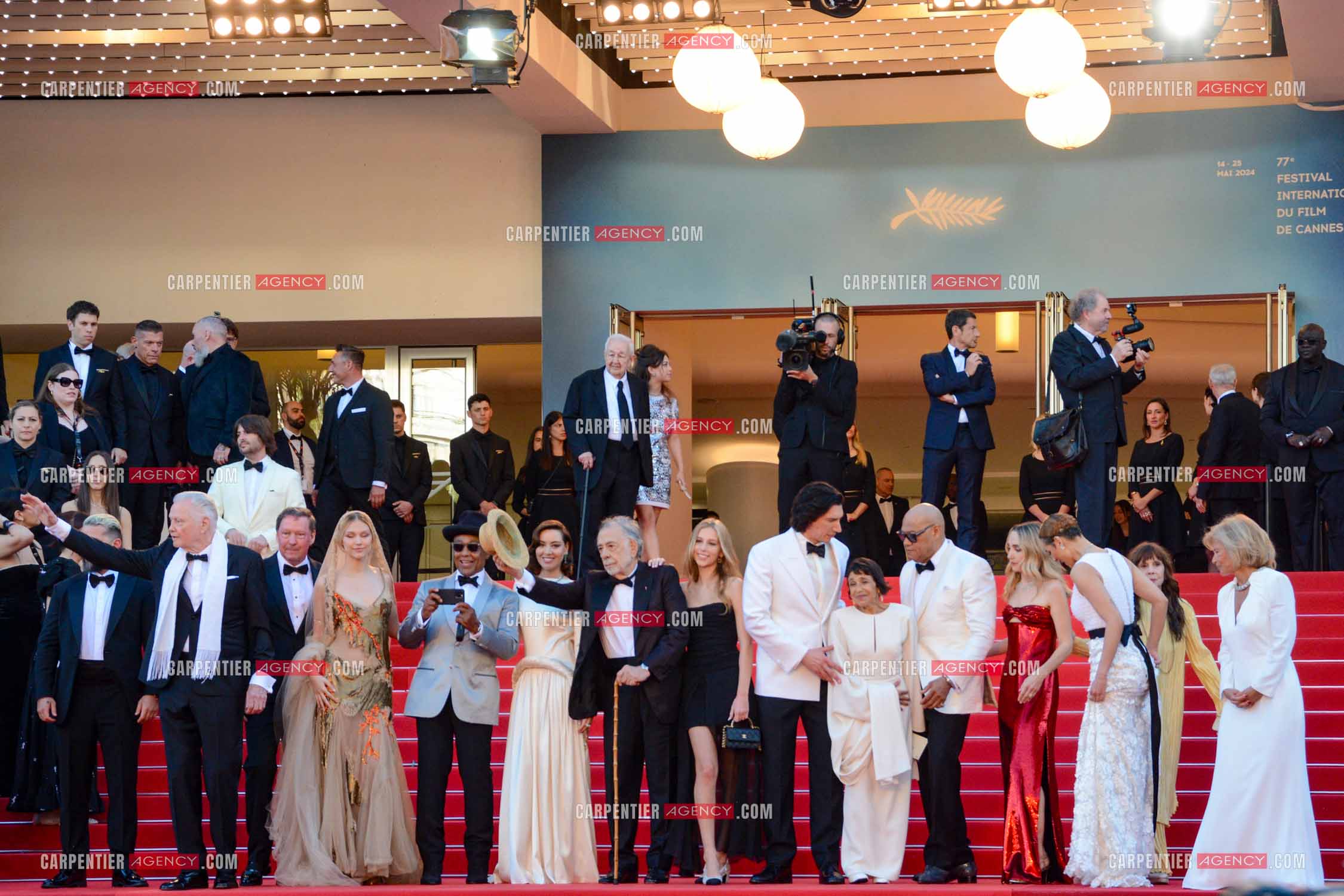 Festival de Cannes 2024. 77e édition du 14 au 25 Mai 2024. Jon Voight, Shia LaBeouf, Nathalie Emmanuel, Chloe Fineman, Grace VanderWaal, Romy Croquet, Laurence Fishburne, Francis Ford Coppola, Giancarlo Esposito, D. B. Sweeney, Talia Shire, Adam Driver  pour la projection du film “ Megalopolis “.