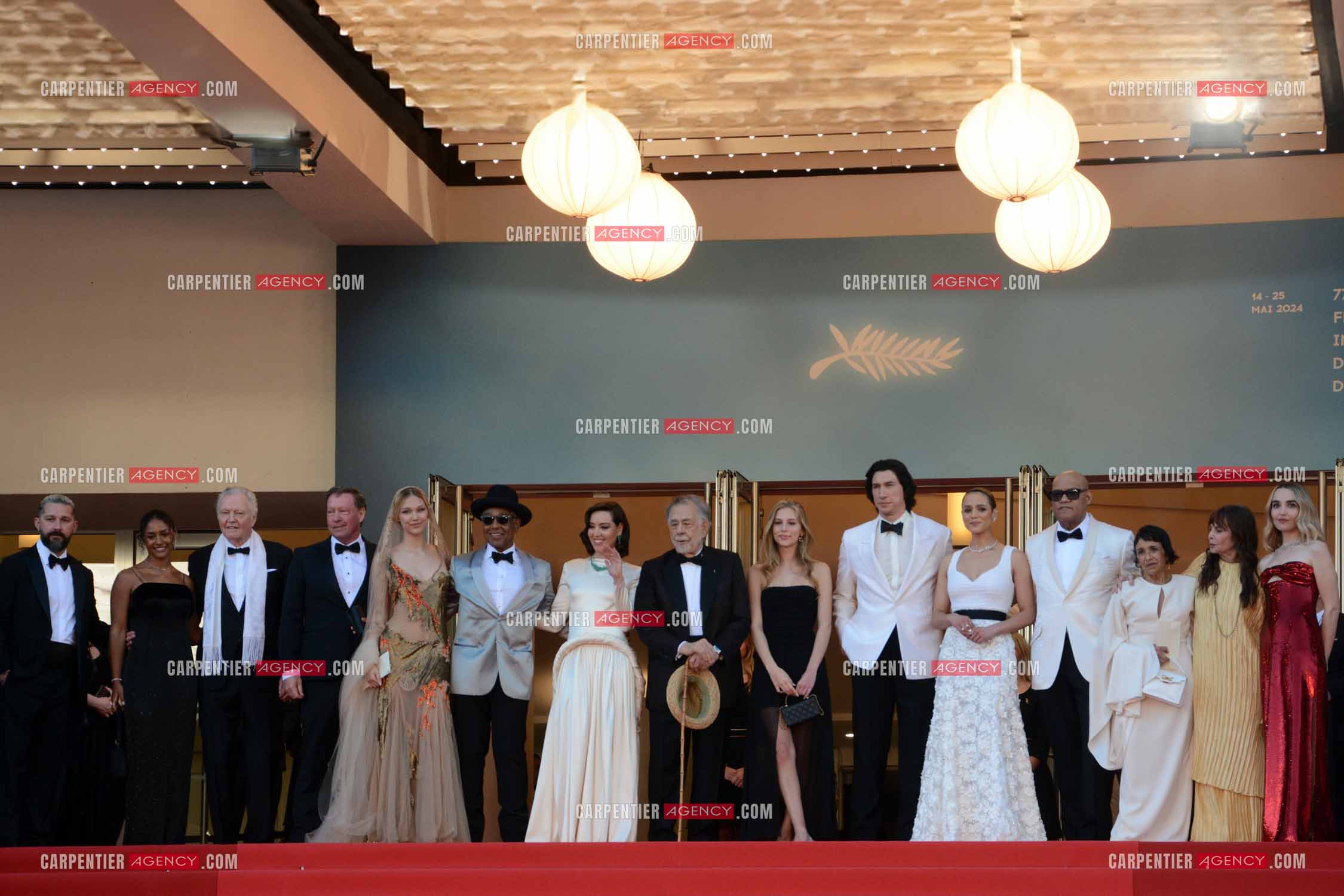 Festival de Cannes 2024. 77e édition du 14 au 25 Mai 2024. Jon Voight, Shia LaBeouf, Nathalie Emmanuel, Chloe Fineman, Grace VanderWaal, Romy Croquet, Laurence Fishburne, Francis Ford Coppola, Giancarlo Esposito, D. B. Sweeney, Talia Shire, Adam Driver  pour la projection du film “ Megalopolis “.