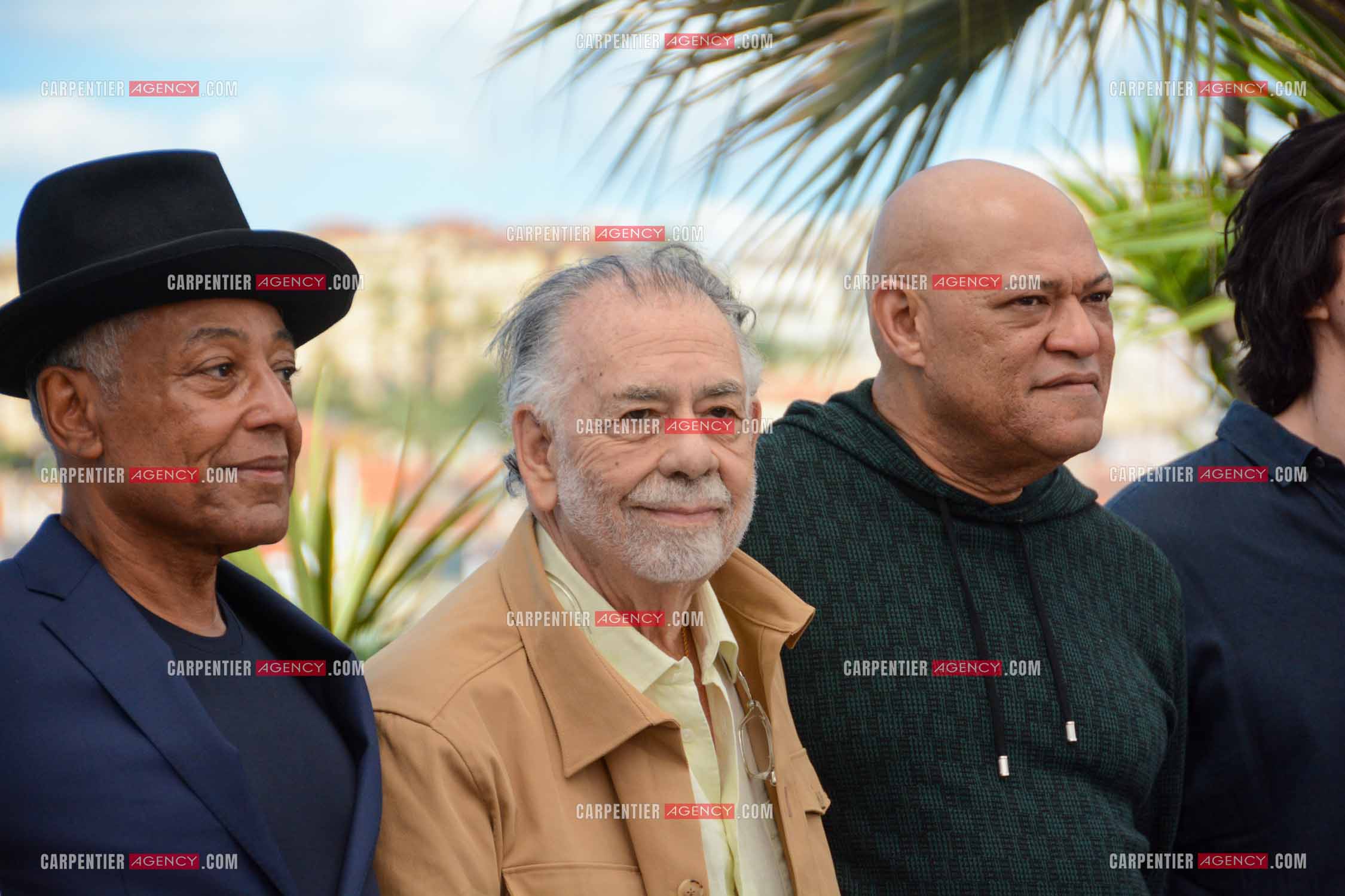 Festival de Cannes 2024. 77e édition du 14 au 25 Mai 2024. Giancarlo Esposito,  Francis Ford Coppola et Laurence Fishburne pour la projection du film “ Megalopolis “.