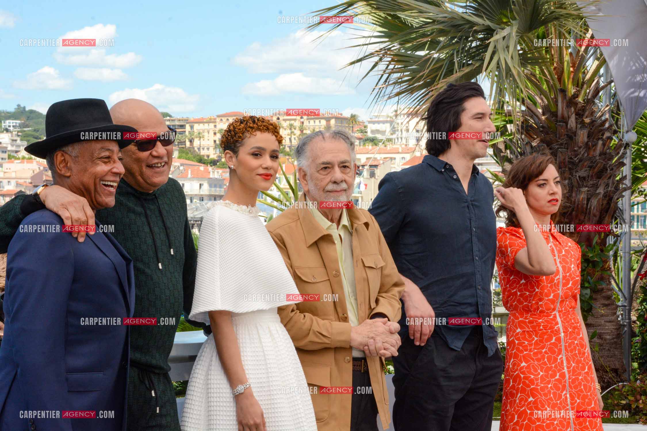 Festival de Cannes 2024. 77e édition du 14 au 25 Mai 2024. Giancarlo Esposito, Laurence Fishburne, Nathalie Emmanuel, Francis Ford Coppola, Adam Driver et Aubrey Plaza pour la projection du film “ Megalopolis “.