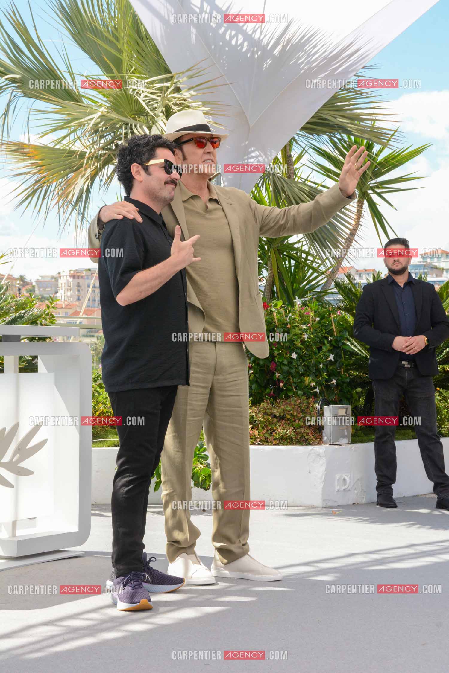 Festival de Cannes 2024. 77e édition du 14 au 25 Mai 2024. Photocall du film "The Surfer". Le réalisateur irlandais Lorcan Finnegan et l'acteur américain Nicolas Cage.