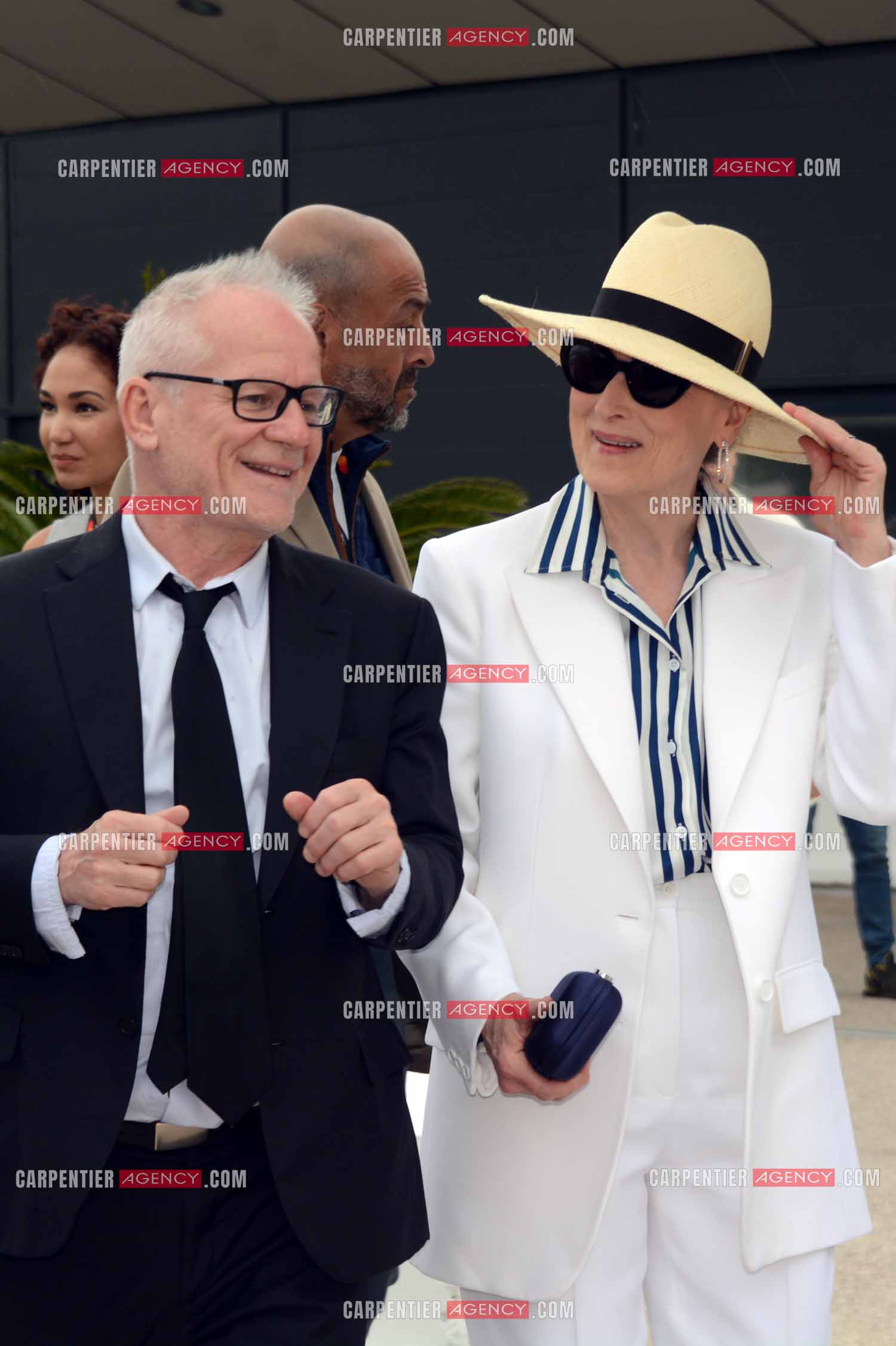 Ouverture du  77ème Festival de Cannes du 14 au 25 mai 2024. Thierry Fremaux accompagne Meryl Streep un photocall.