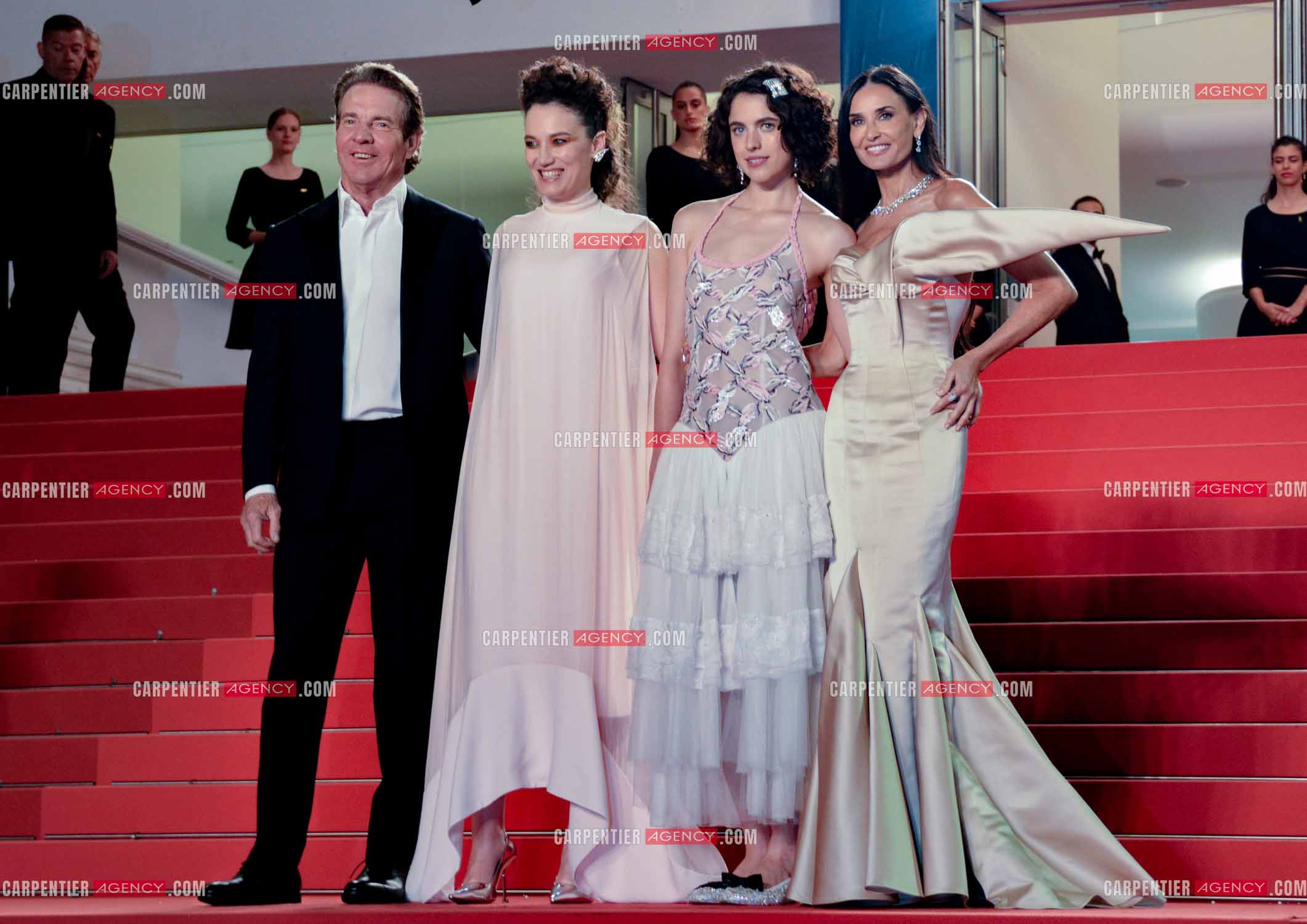 Ouverture du  77ème Festival de Cannes du 14 au 25 mai 2024. Présentation du film “The Substance“. Dennis Quaid, Coralie Fargeat, Margaret Qualley et  Demi Moore.