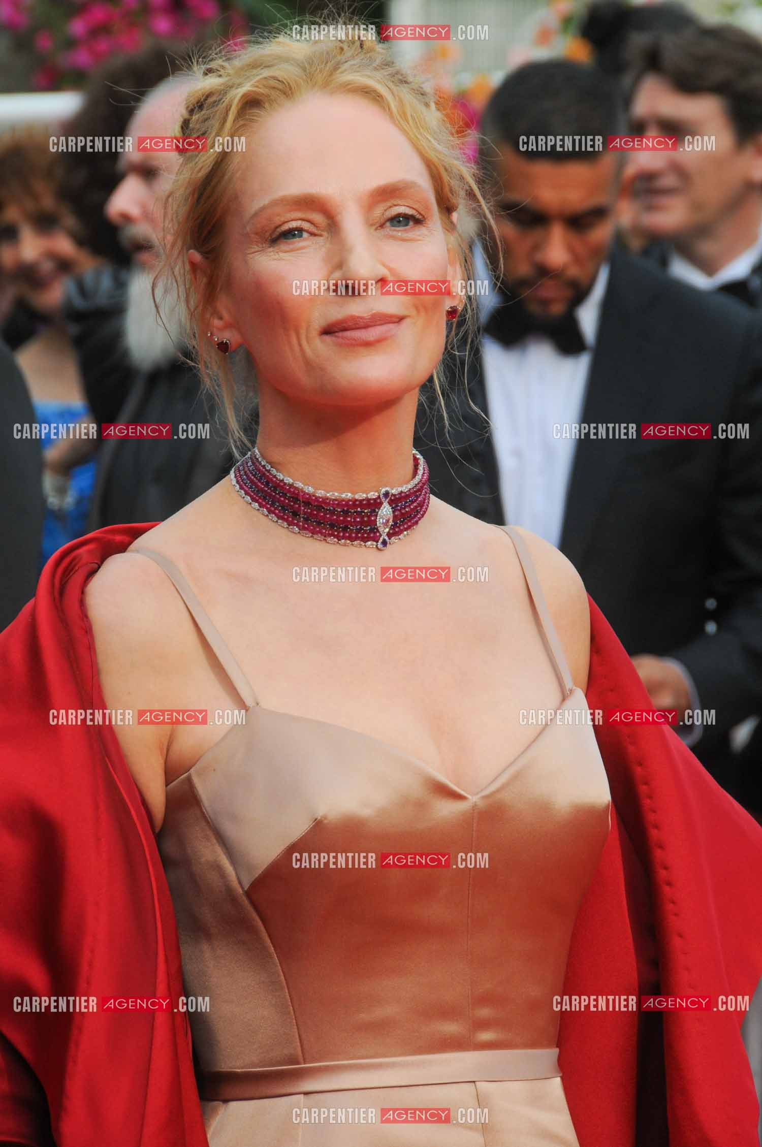 Festival de Cannes 2023. 76e édition, du 16 au 27 mai 2023 au Palais des festivals, à Cannes. L'actrice américaine Uma Thurman assiste à la cérémonie d'ouverture et à la projection du film “ Jeanne du Barry “.