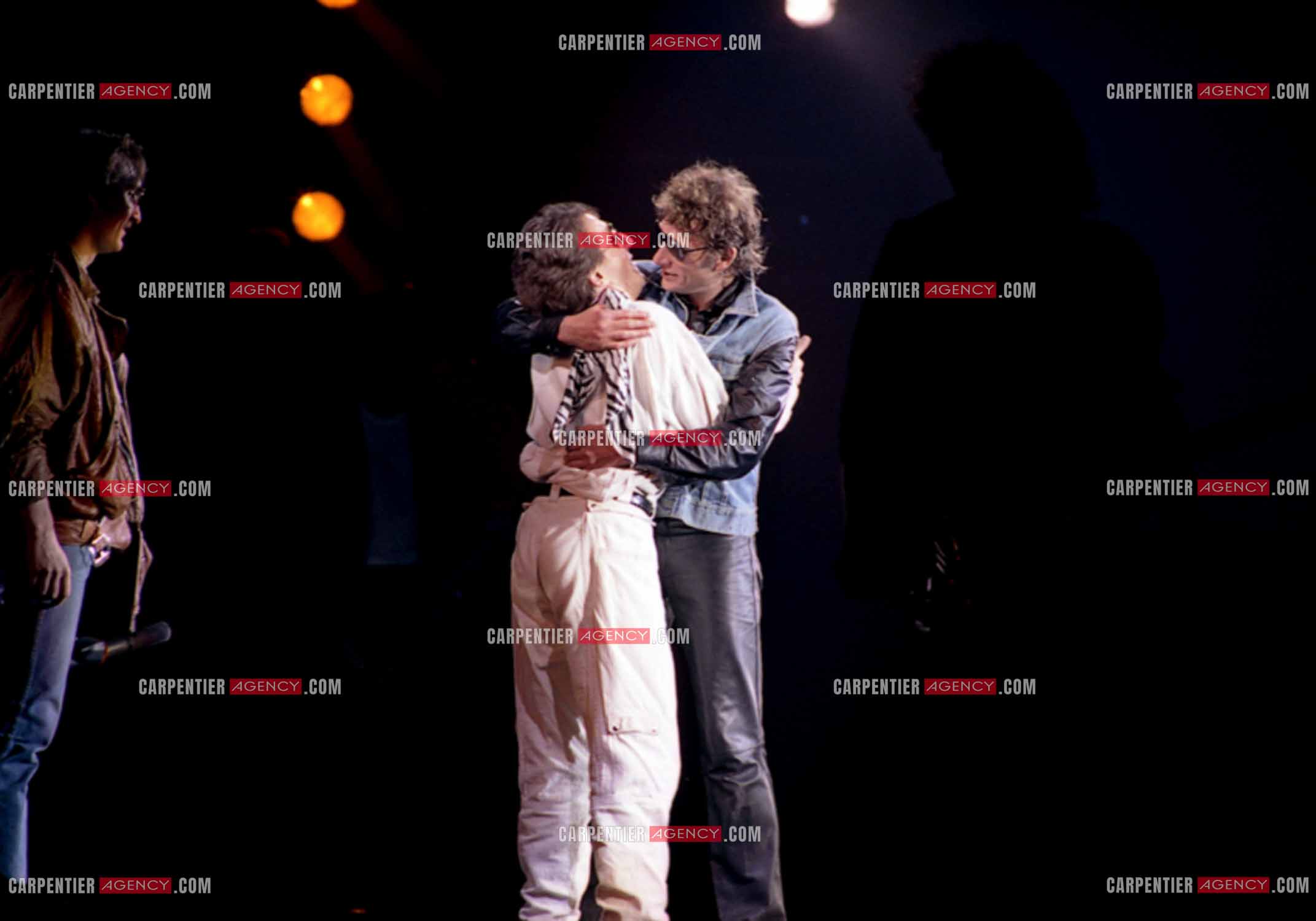 Le chanteur Johnny Hallyday en concert au Zénith de Paris du 26 octobre 1984 au 8 janvier 1985. ( Exclusif )