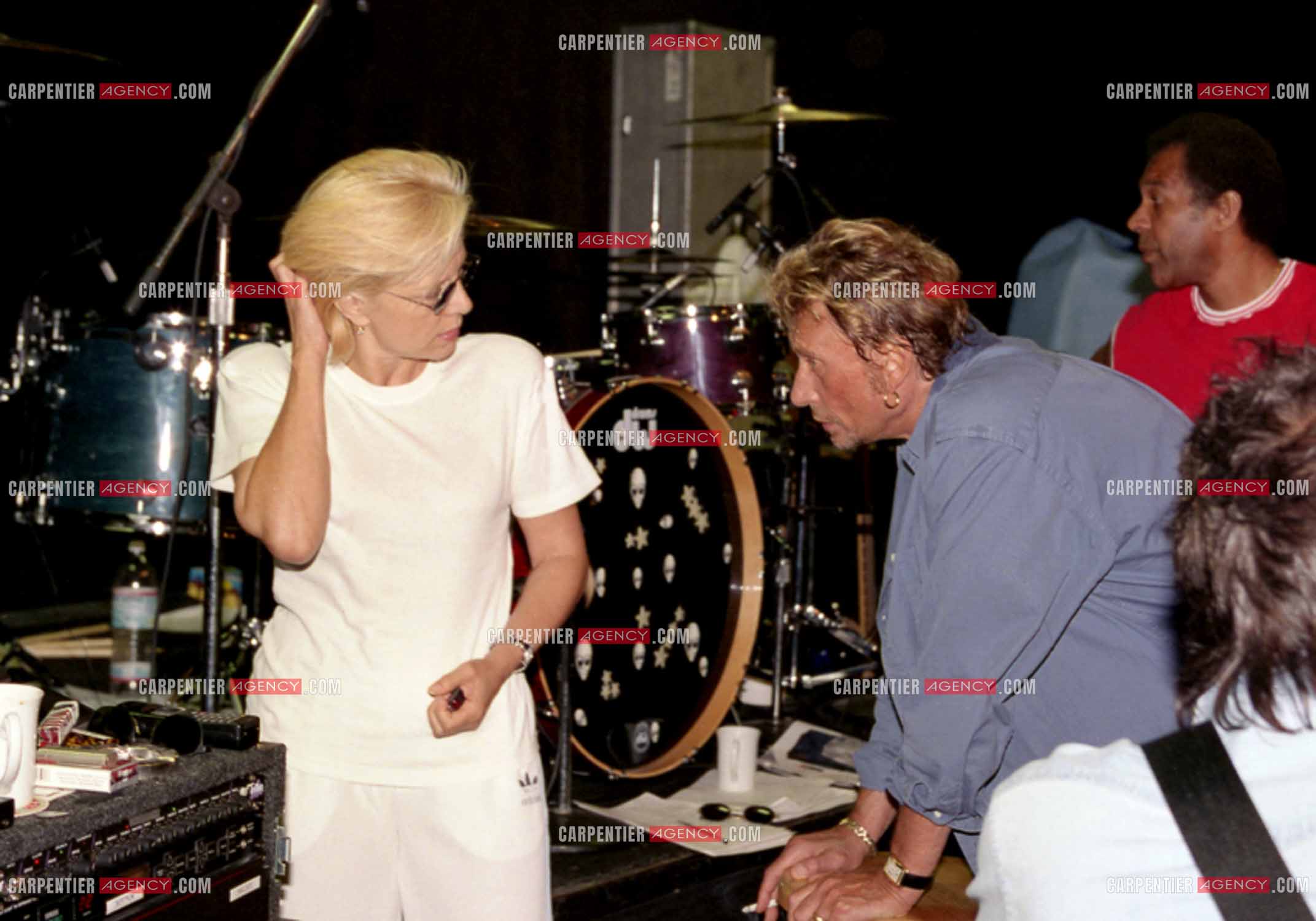Le chanteur Johnny Hallyday et son ex femme Sylvie Vartan lors des répétitions le 01 septembre 1998 avant ses trois concerts au Stade de France.