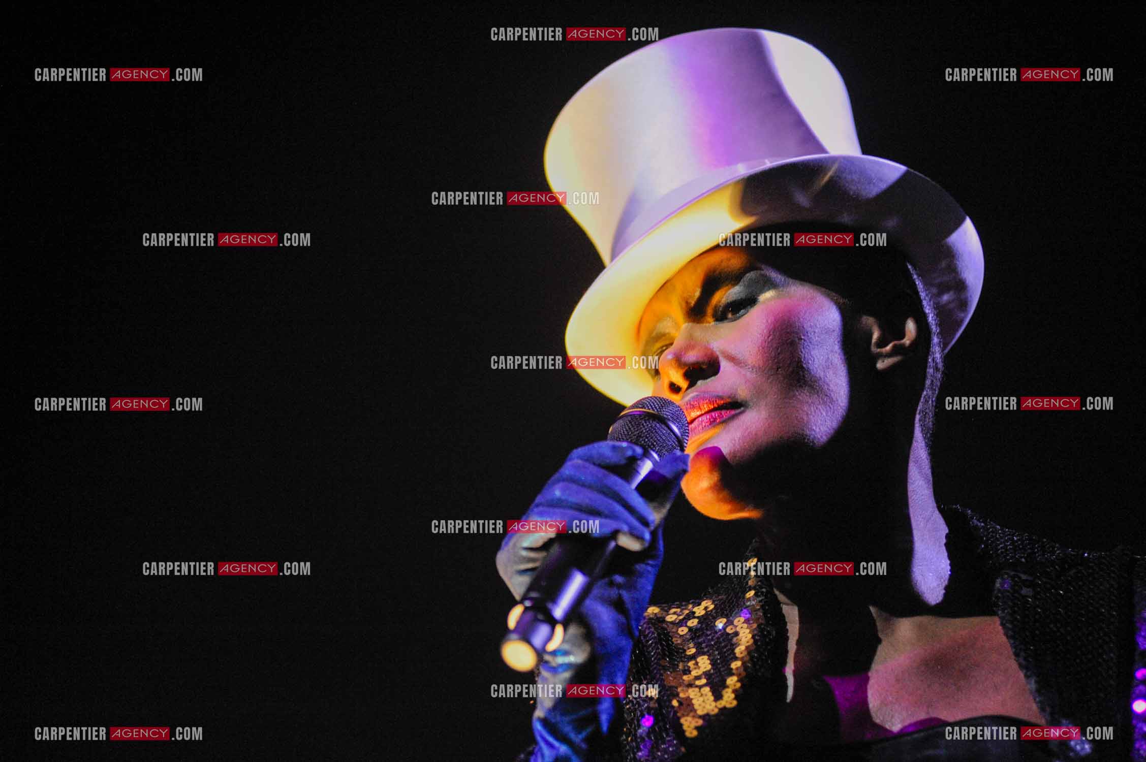 La chanteuse Grace Jones en concert à Bruxelles le 16 mars 2009.  ( Exclusif )