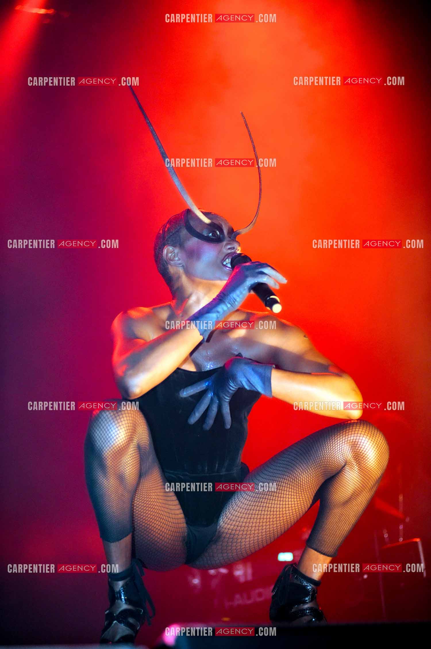 La chanteuse Grace Jones en concert au Grand Rex à Paris le 23 mars 2009.  ( Exclusif )