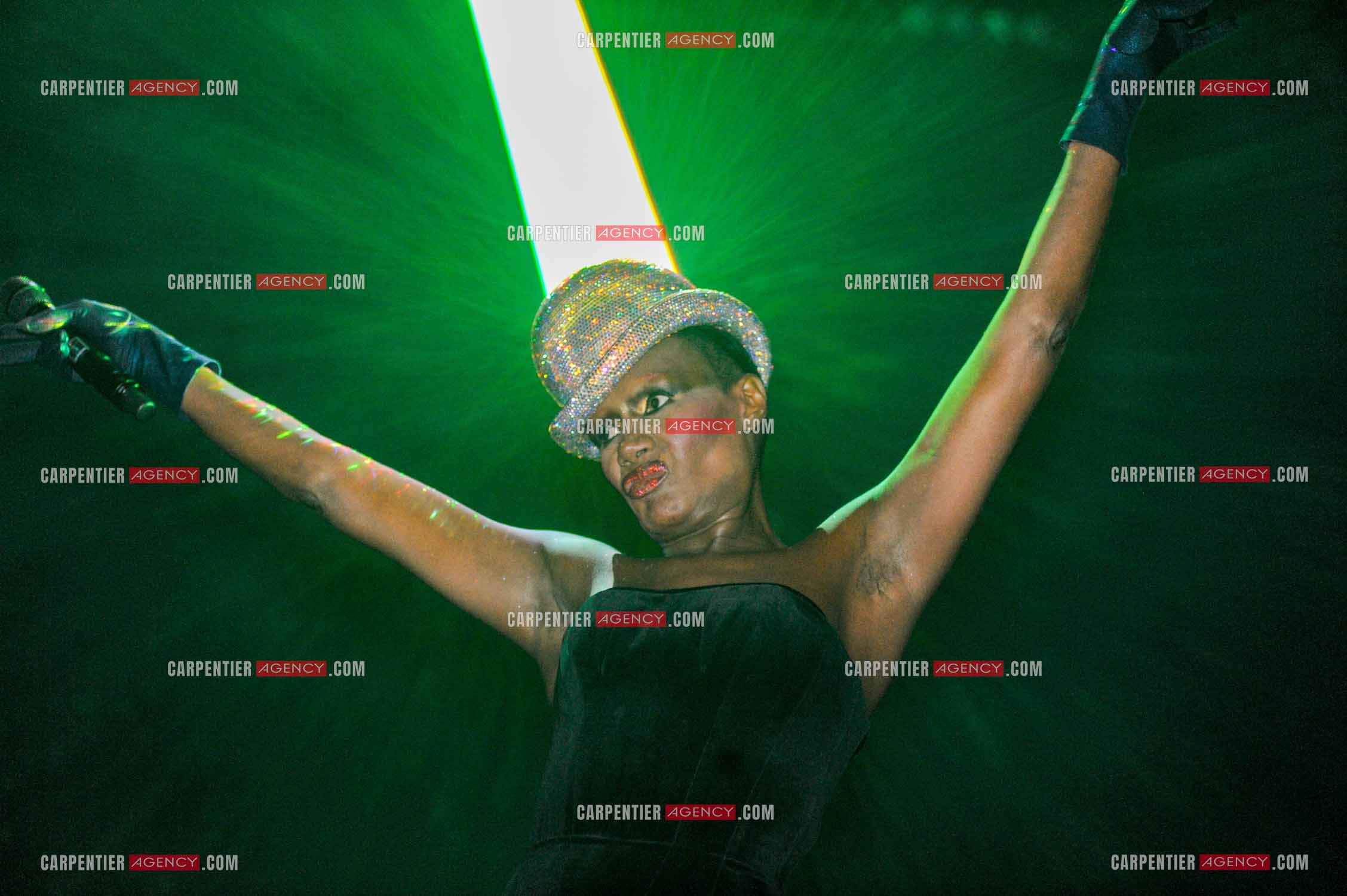 La chanteuse Grace Jones en concert au Grand Rex à Paris le 23 mars 2009.  ( Exclusif )