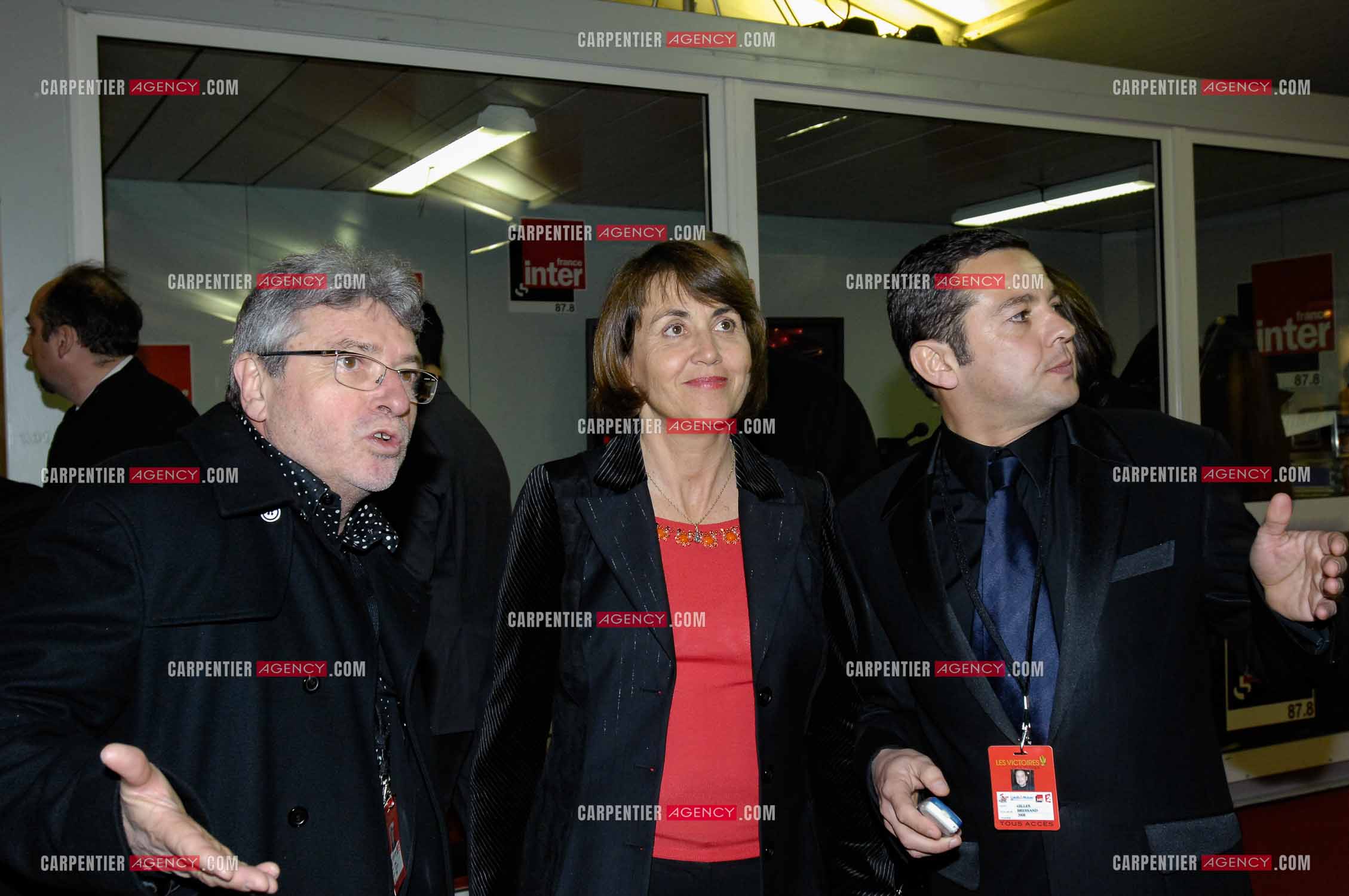 Daniel Colling directeur du Zénith de Paris reçoit pour la soirée des Victoires de la musique 2008 Christine Albanel la Ministre de la Culture, et Gilles Bressand président du Syndicat national de l'édition phonographique (SNEP) ( Exclusif )