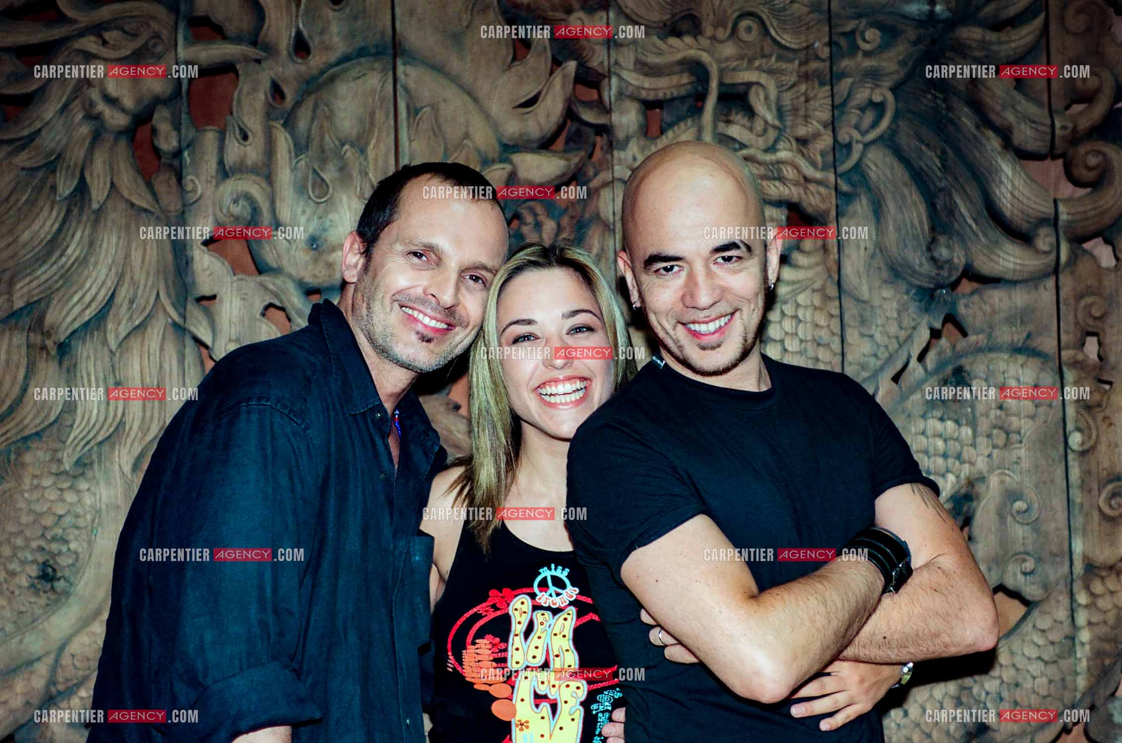 La chanteuse Natasha St-Pier et Miguel Bosé dans le studio d'enregistrement de Pascal Obispo à Suresnes.    ( Exclusif )