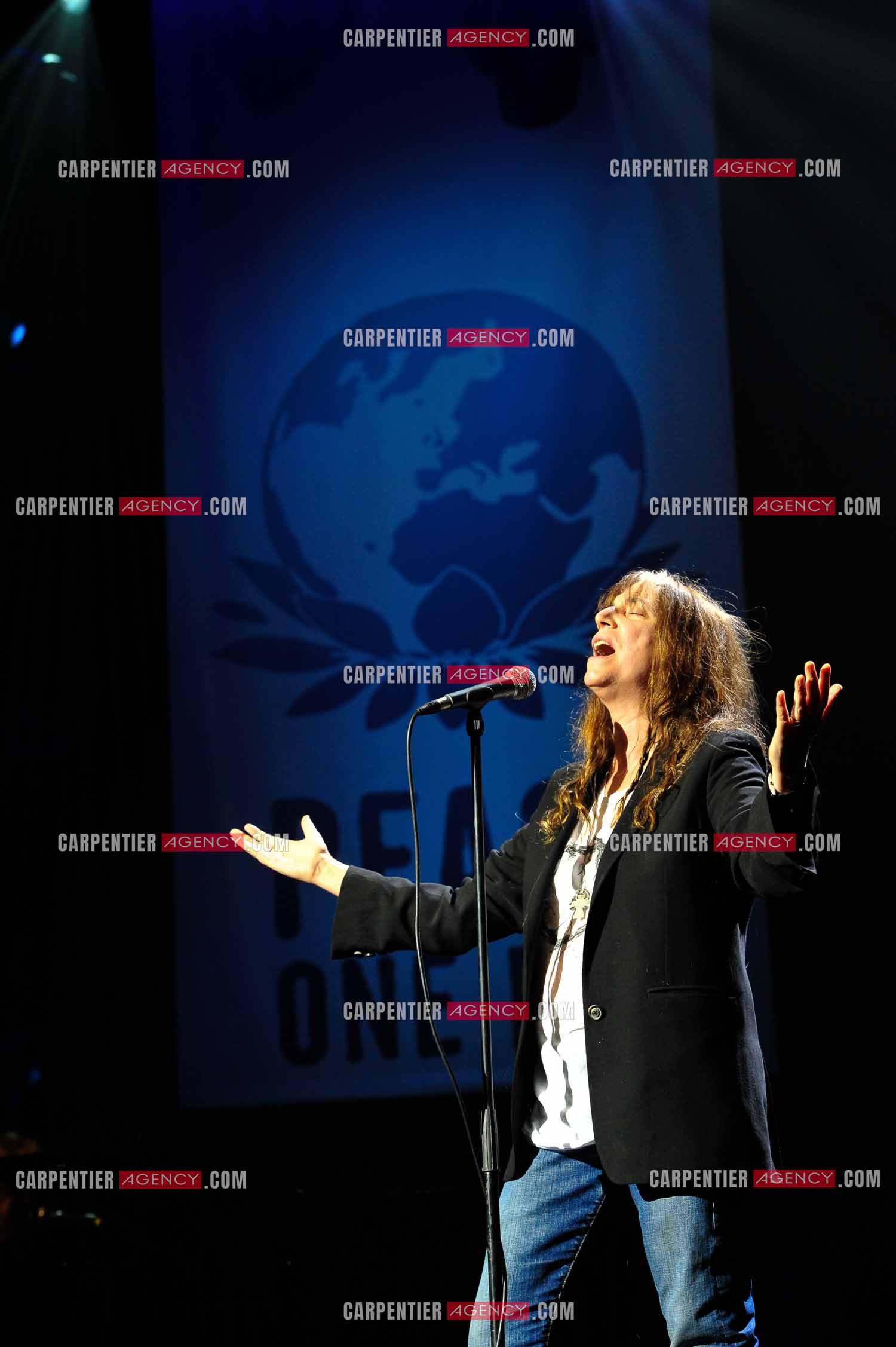 La chanteuse Patti Smith en concert au Zénith de Paris pour la Paix.