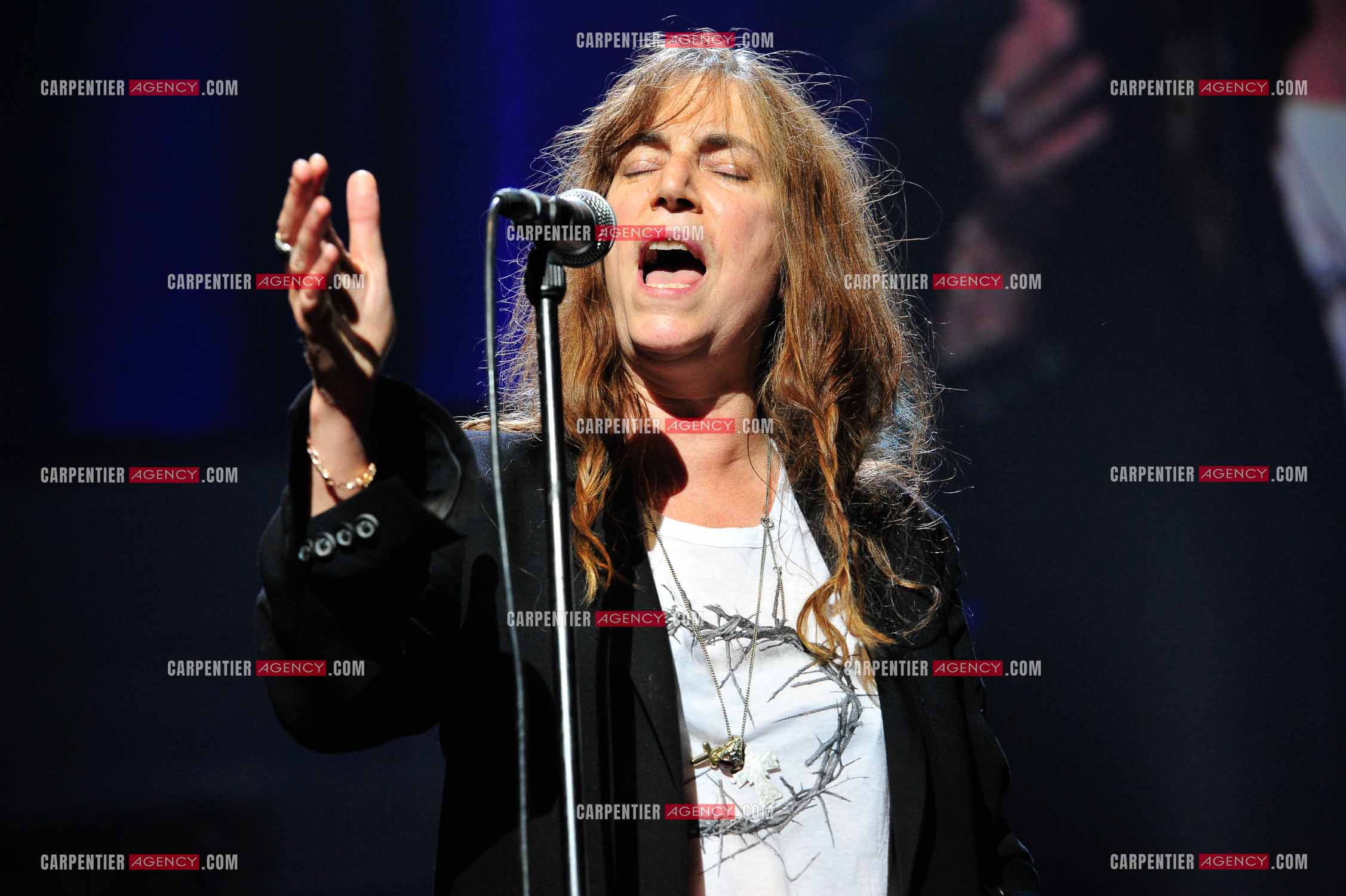 La chanteuse Patti Smith en concert au Zénith de Paris pour la Paix.
