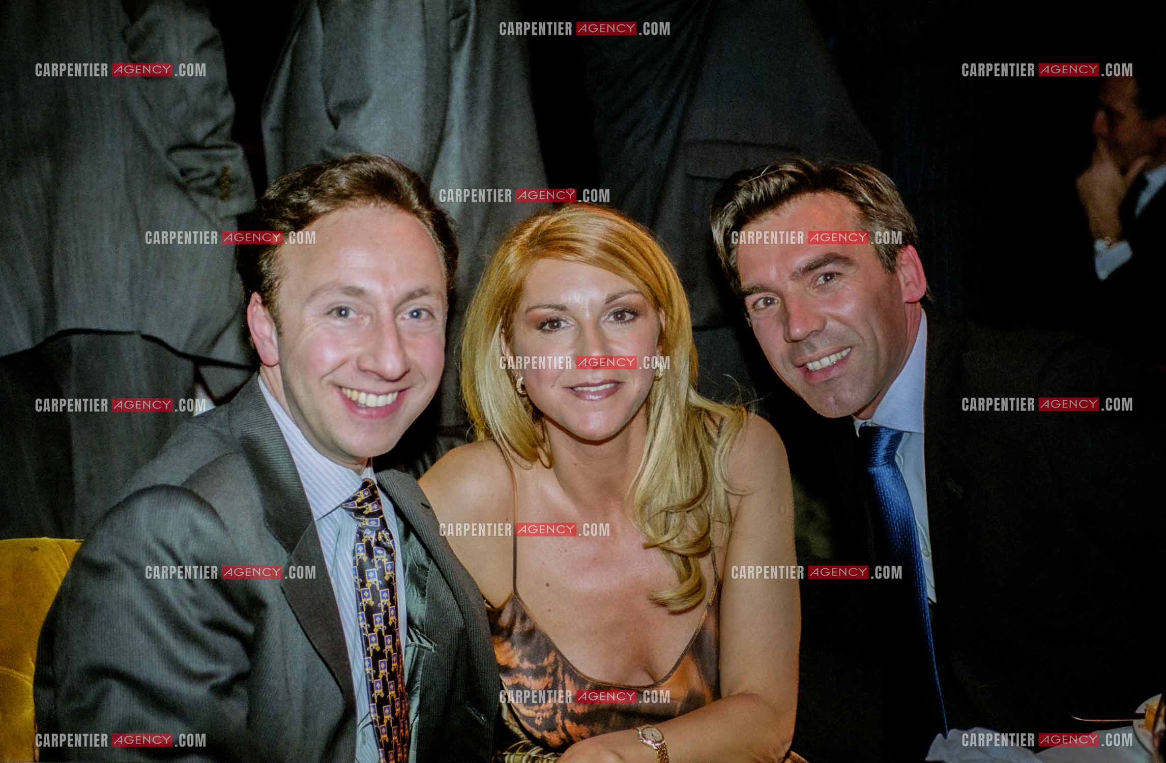 La pilote Catherine Caly dit Caty Caly organise une soirée privée entre amis pour ses 38 ans au VIP de Paris.  Caty Caly entouré de Stéphane Bern et son compagnon.    ( Exclusif )