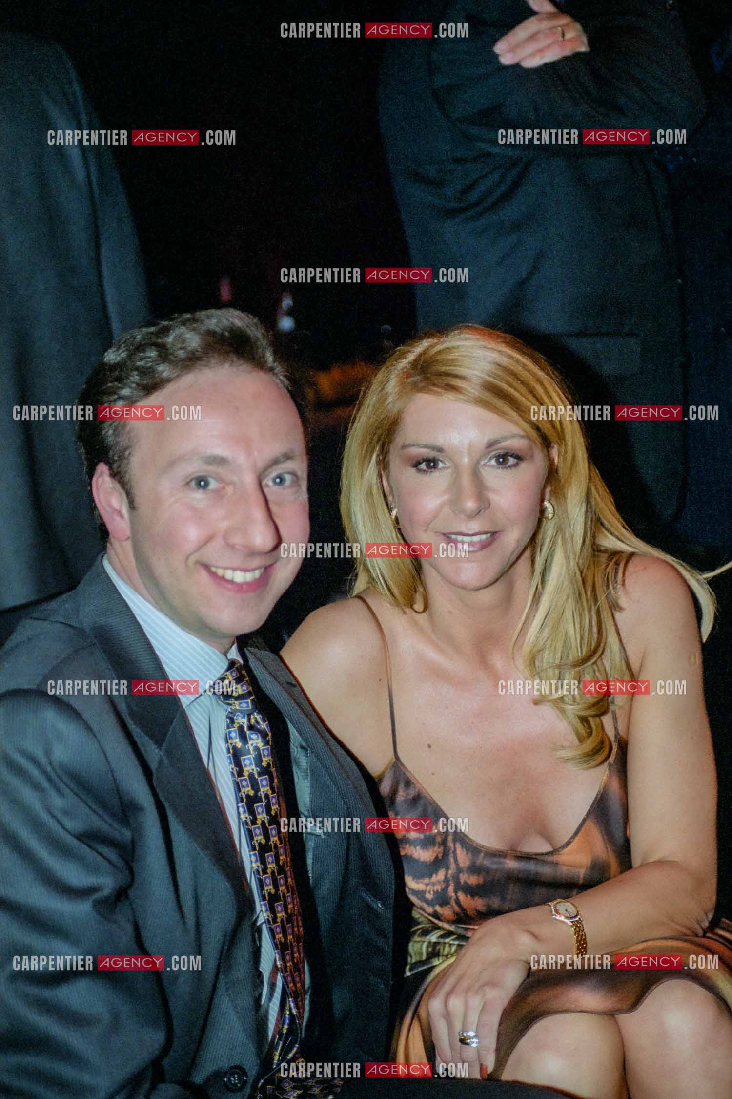 La pilote Catherine Caly dit Caty Caly organise une soirée privée entre amis pour ses 38 ans au VIP de Paris.  Stephane Bern et Caty Caly.    ( Exclusif )