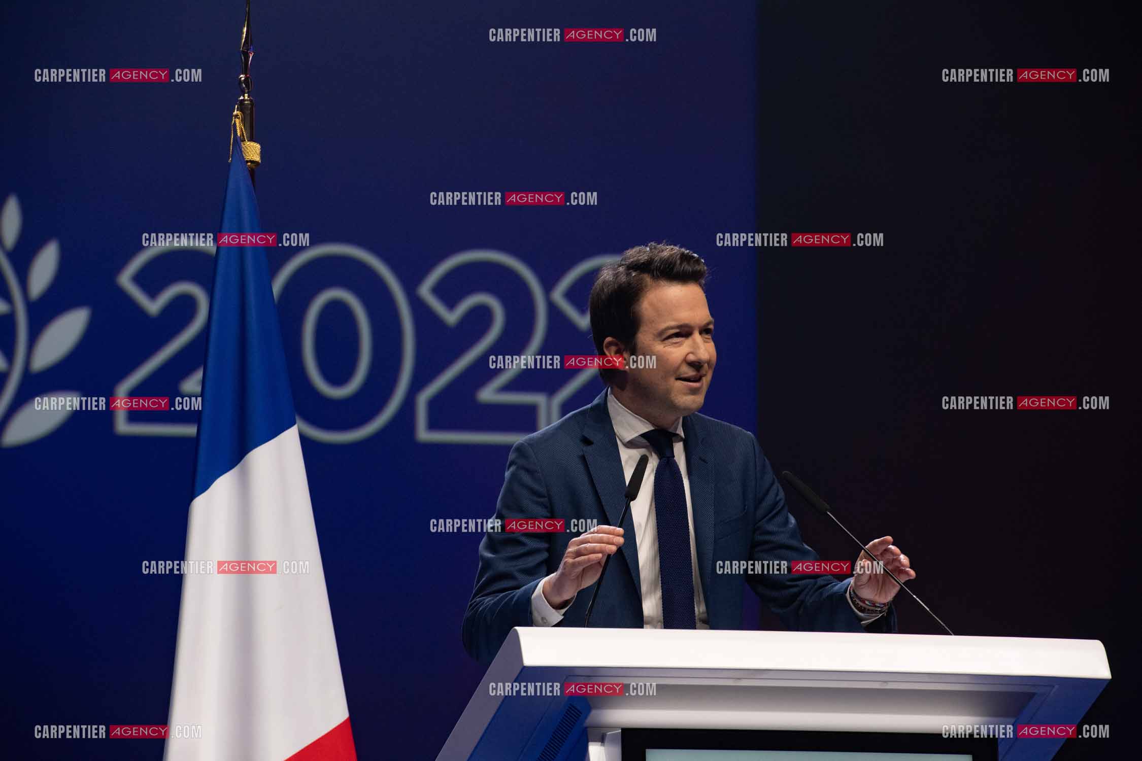 Meeting à Toulon du candidat à la présidentielle Eric Zemmour. Le député Guillaume Peltier.