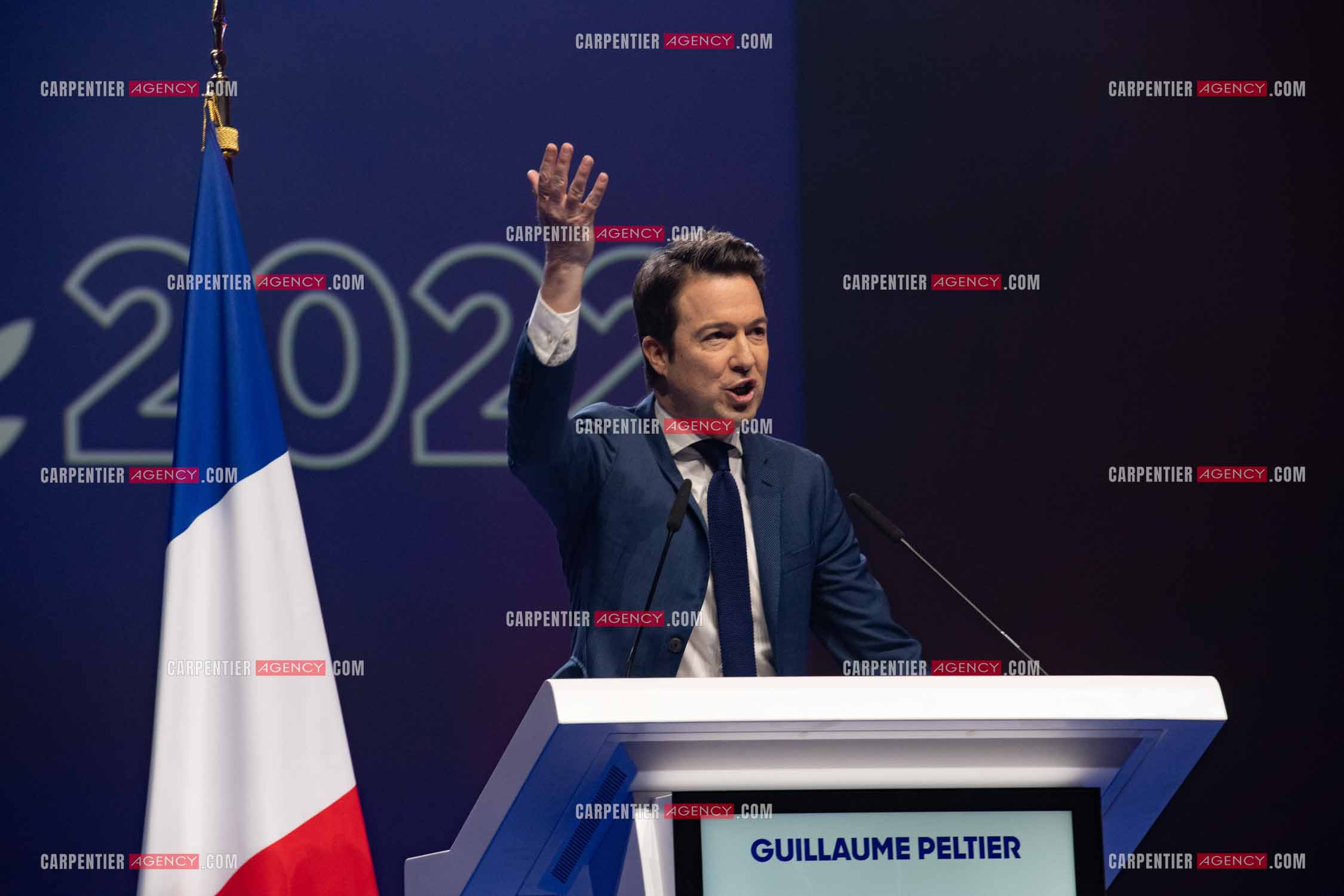 Meeting à Toulon du candidat à la présidentielle Eric Zemmour. Le député Guillaume Peltier.