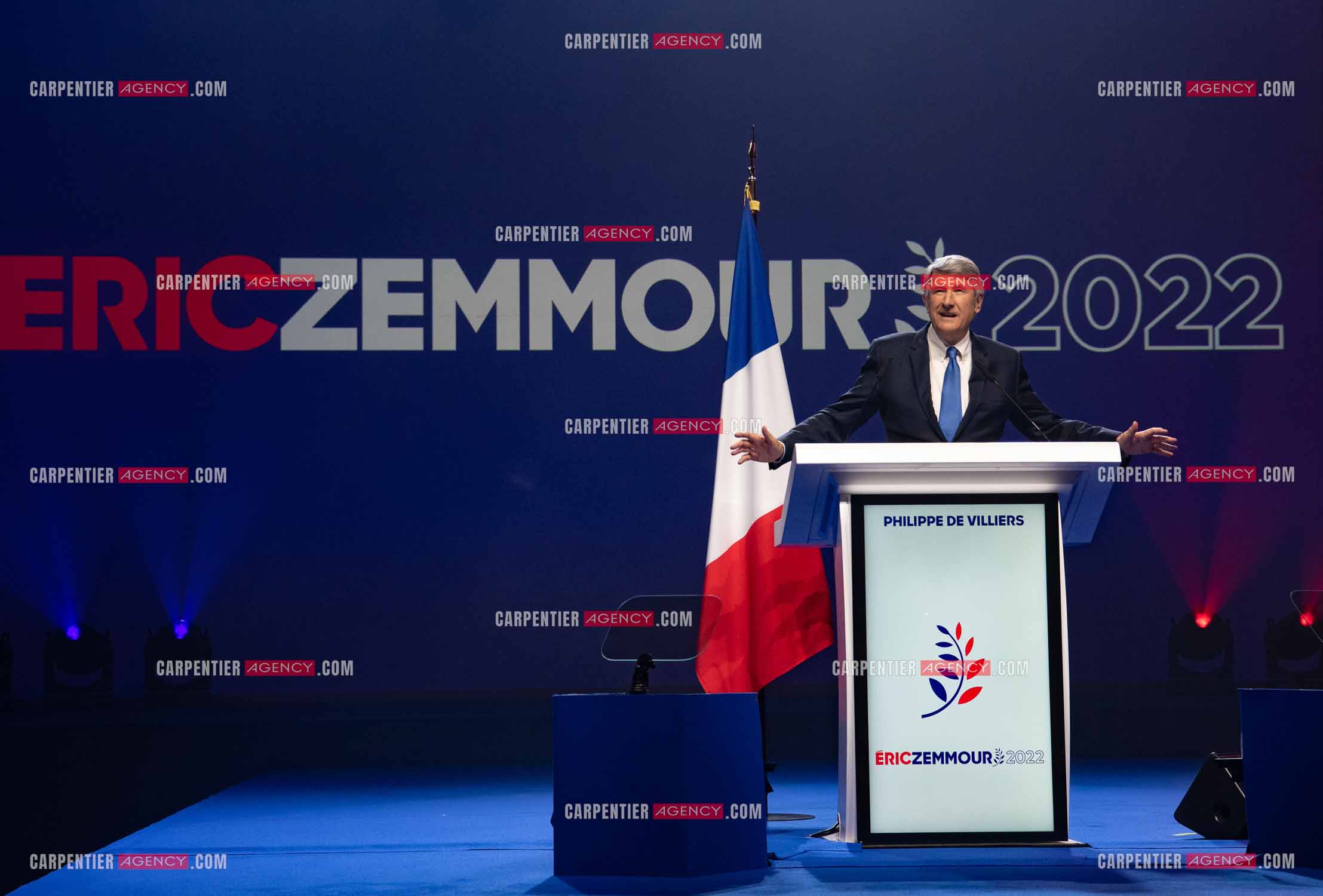 Meeting à Toulon du candidat à la présidentielle Eric Zemmour. Le député Philippe De Villiers.