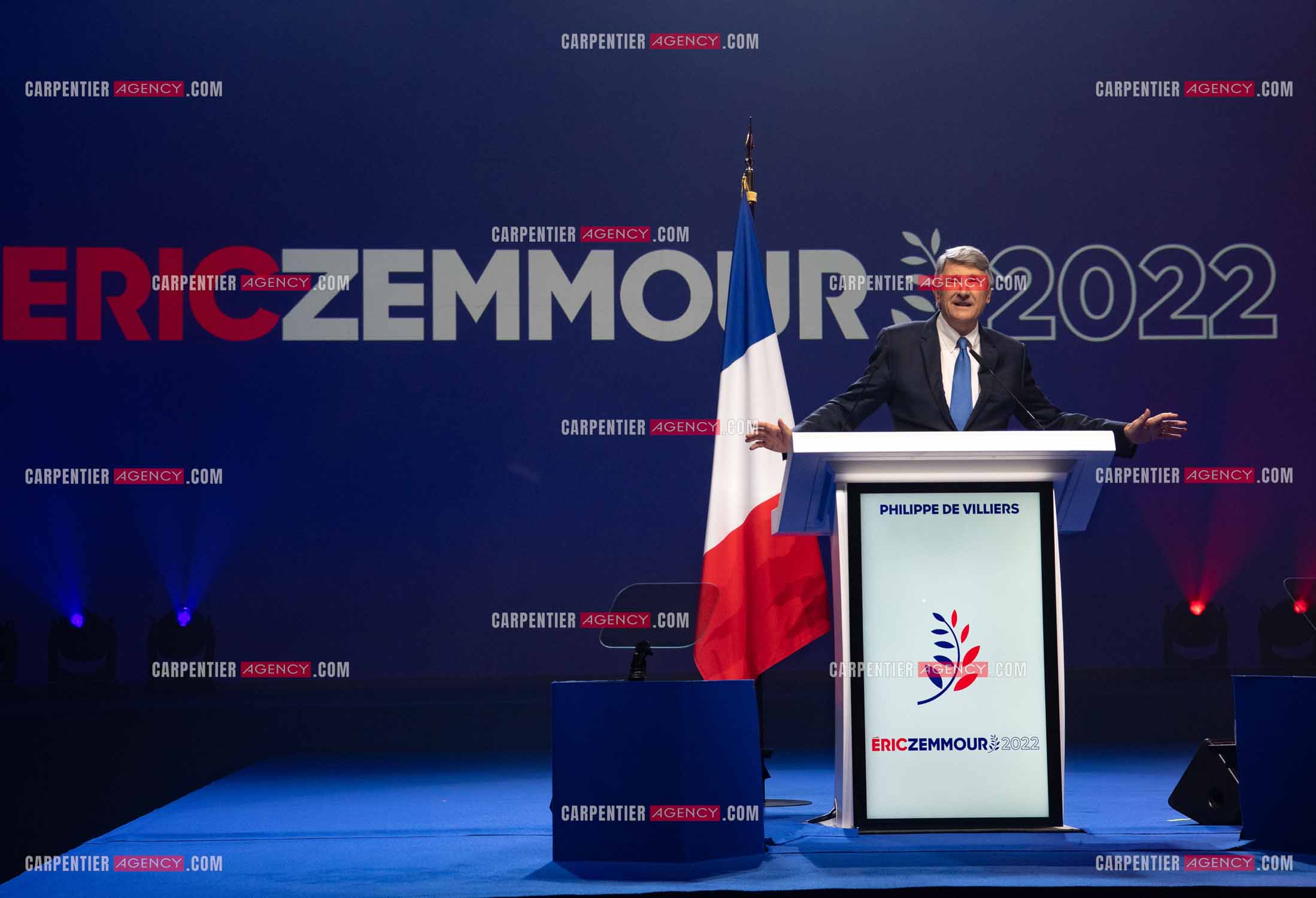 Meeting à Toulon du candidat à la présidentielle Eric Zemmour. Le député Philippe De Villiers.