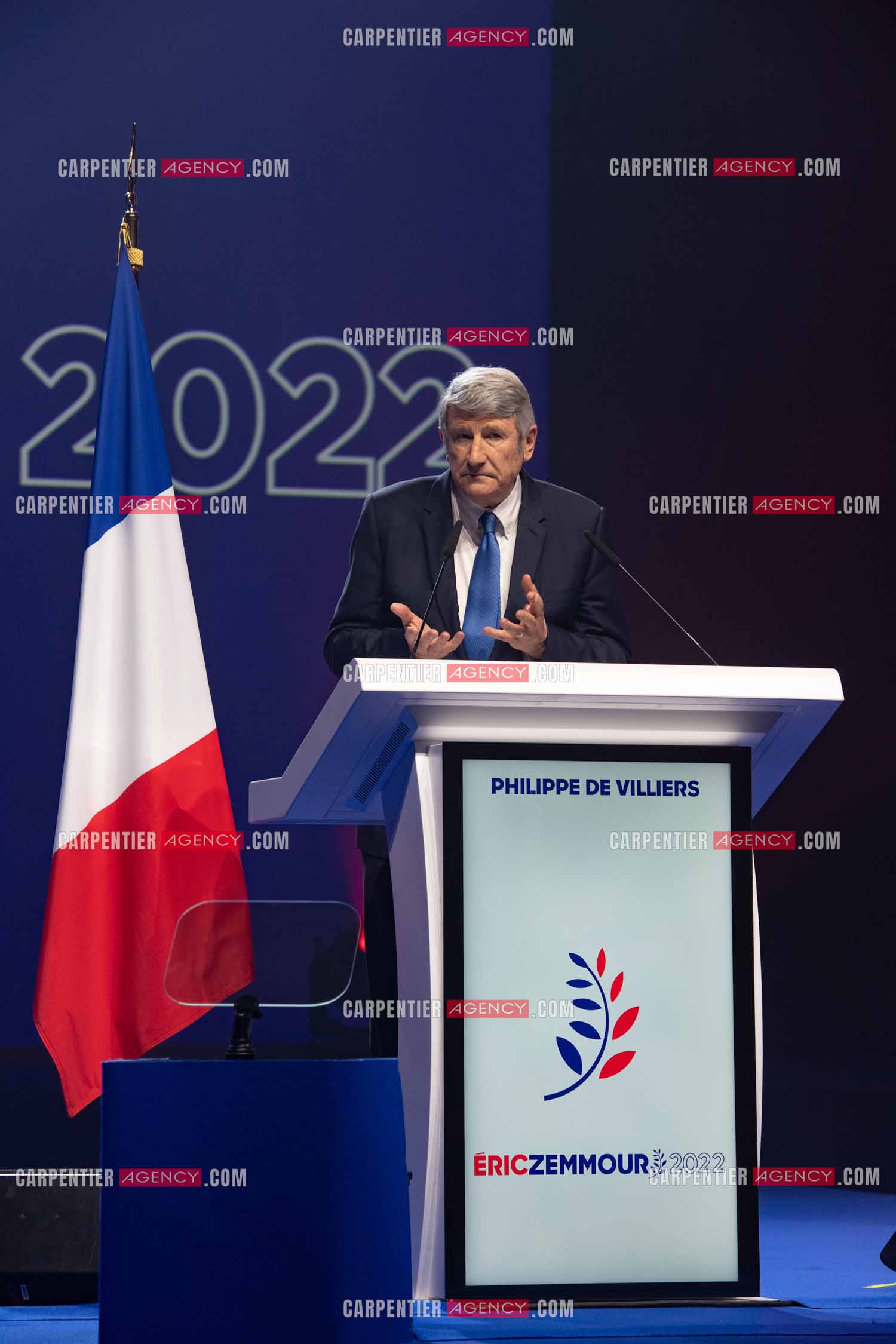 Meeting à Toulon du candidat à la présidentielle Eric Zemmour. Le député Philippe De Villiers.
