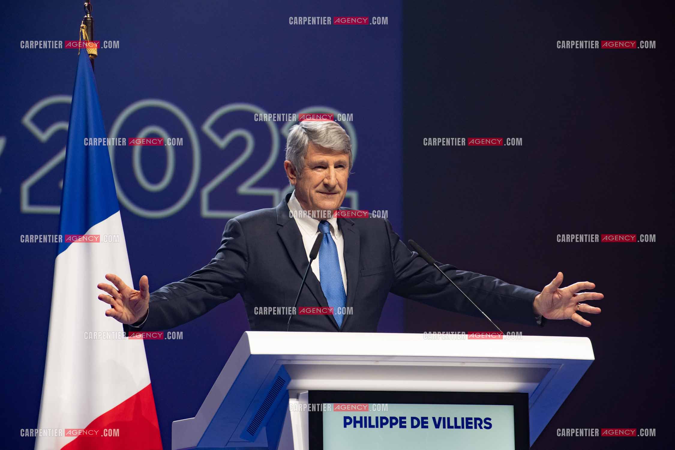 Meeting à Toulon du candidat à la présidentielle Eric Zemmour. Le député Philippe De Villiers.